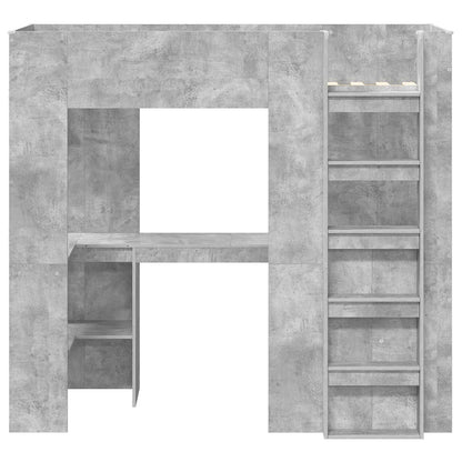 Etagenbettgestell mit Schreibtisch Beton Grau 75 x 190 cm