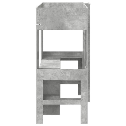 Etagenbettgestell mit Schreibtisch Beton Grau 75 x 190 cm