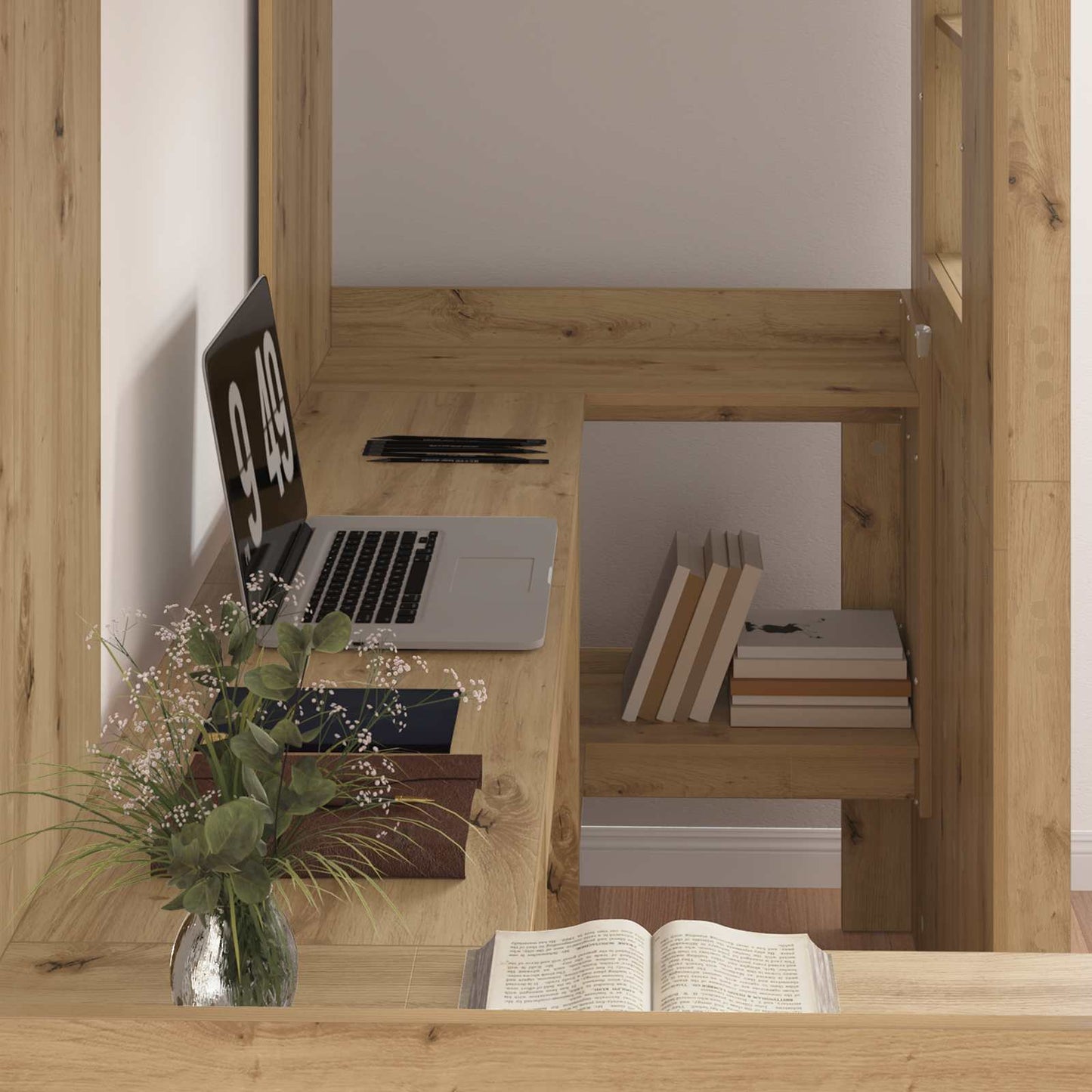 Etagenbettgestell mit Schreibtisch Artisan-Eiche 75 x 190 cm