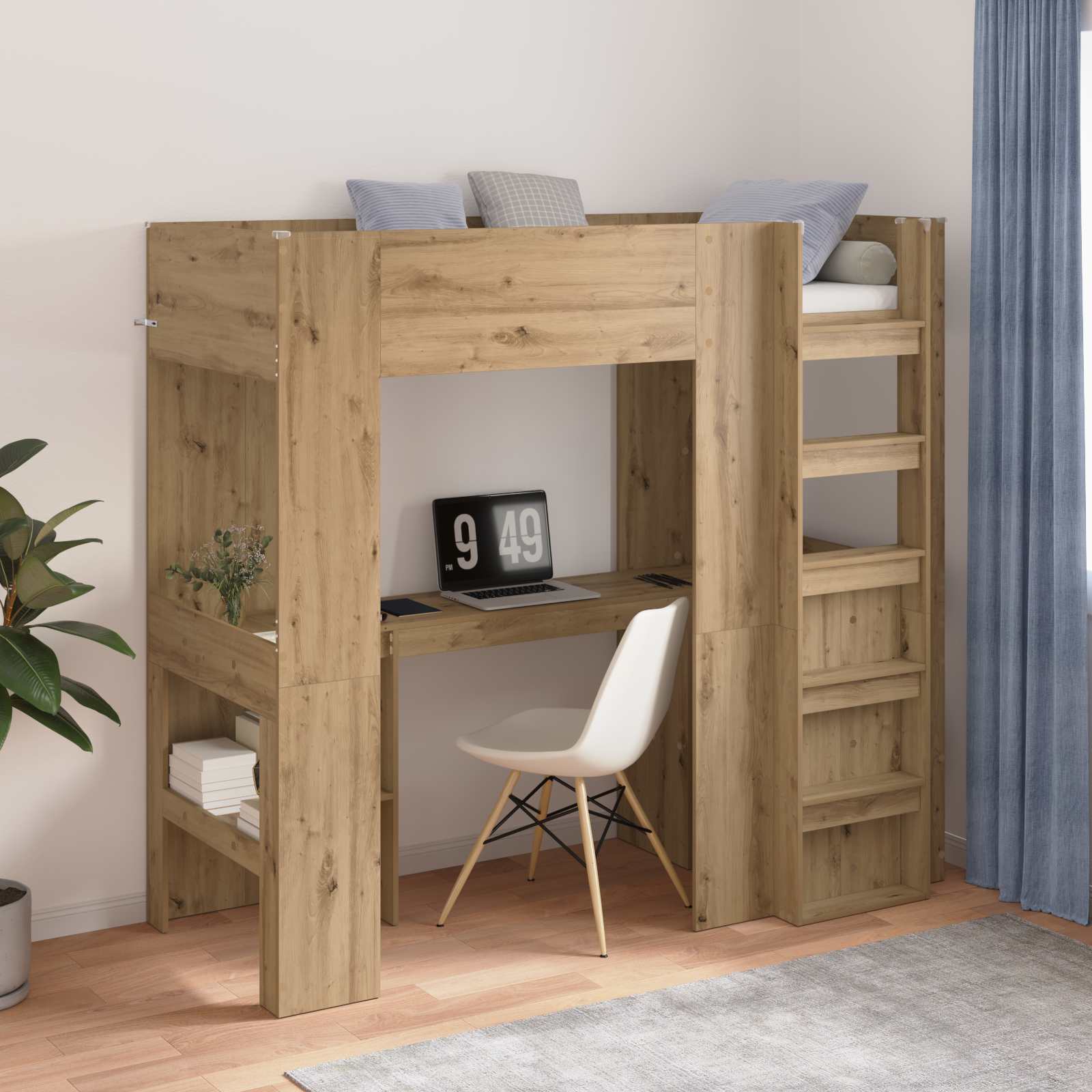 Etagenbettgestell mit Schreibtisch Artisan-Eiche 75 x 190 cm