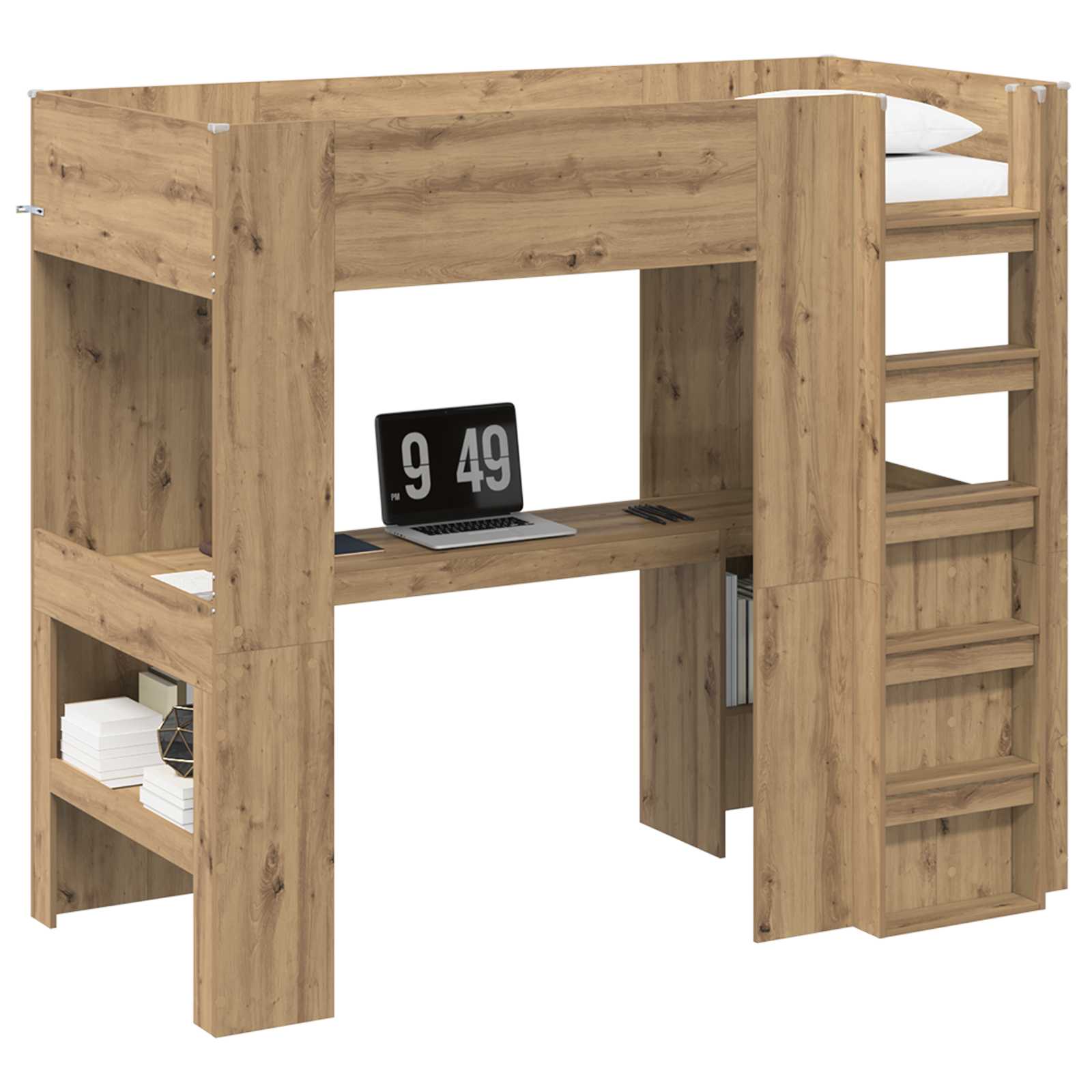 Etagenbettgestell mit Schreibtisch Artisan-Eiche 90 x 190 cm