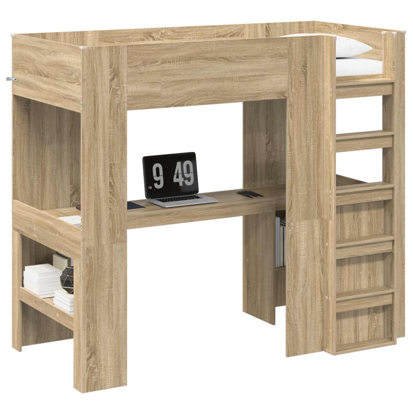 Etagenbettgestell mit Schreibtisch Sonoma-Eiche 80 x 200 cm