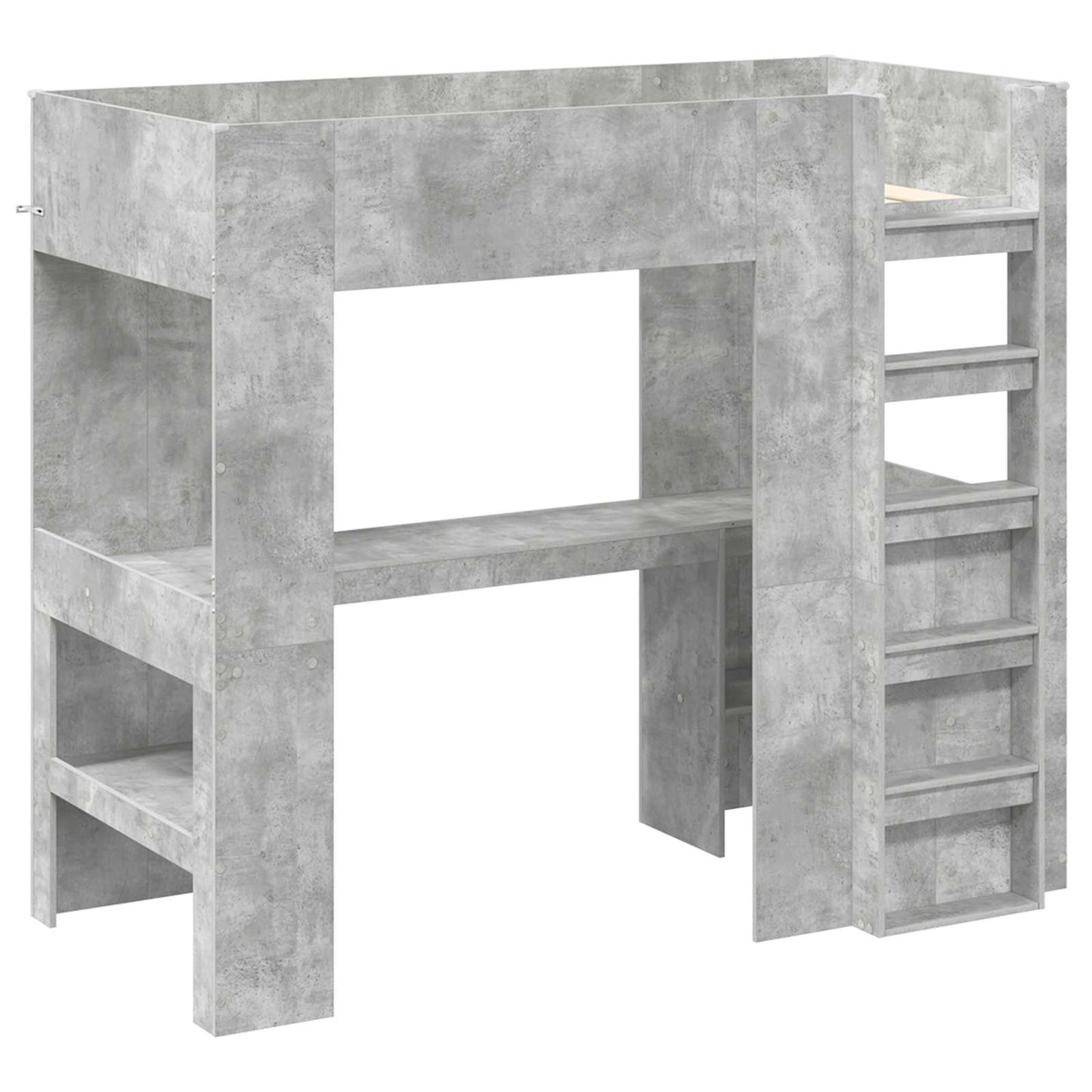 Etagenbettgestell mit Schreibtisch Beton Grau 80 x 200 cm