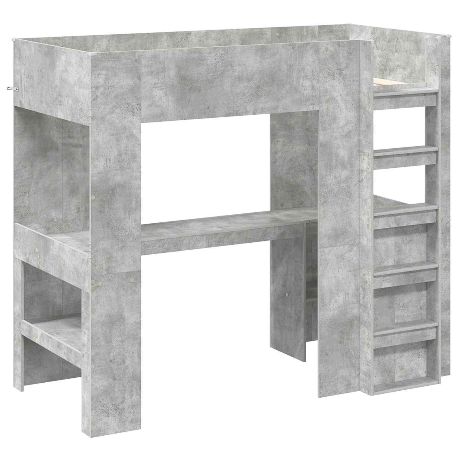 Etagenbettgestell mit Schreibtisch Beton Grau 80 x 200 cm