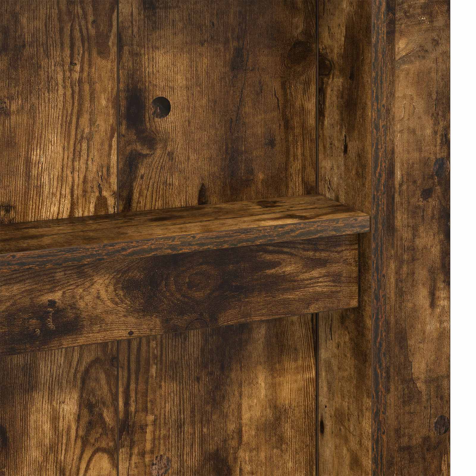 Etagenbettgestell mit Schreibtisch mit Regal Geräucherte Eiche