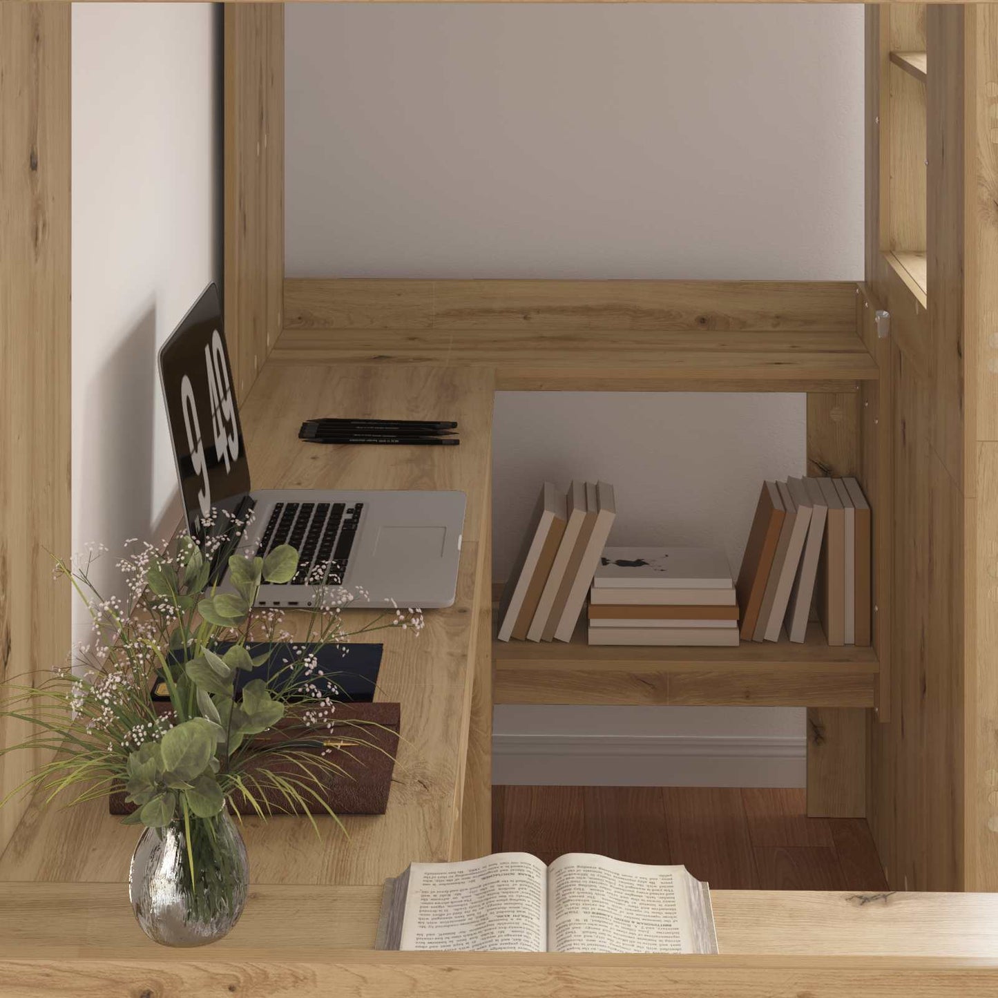 Etagenbettgestell mit Schreibtisch Artisan-Eiche 80 x 200 cm