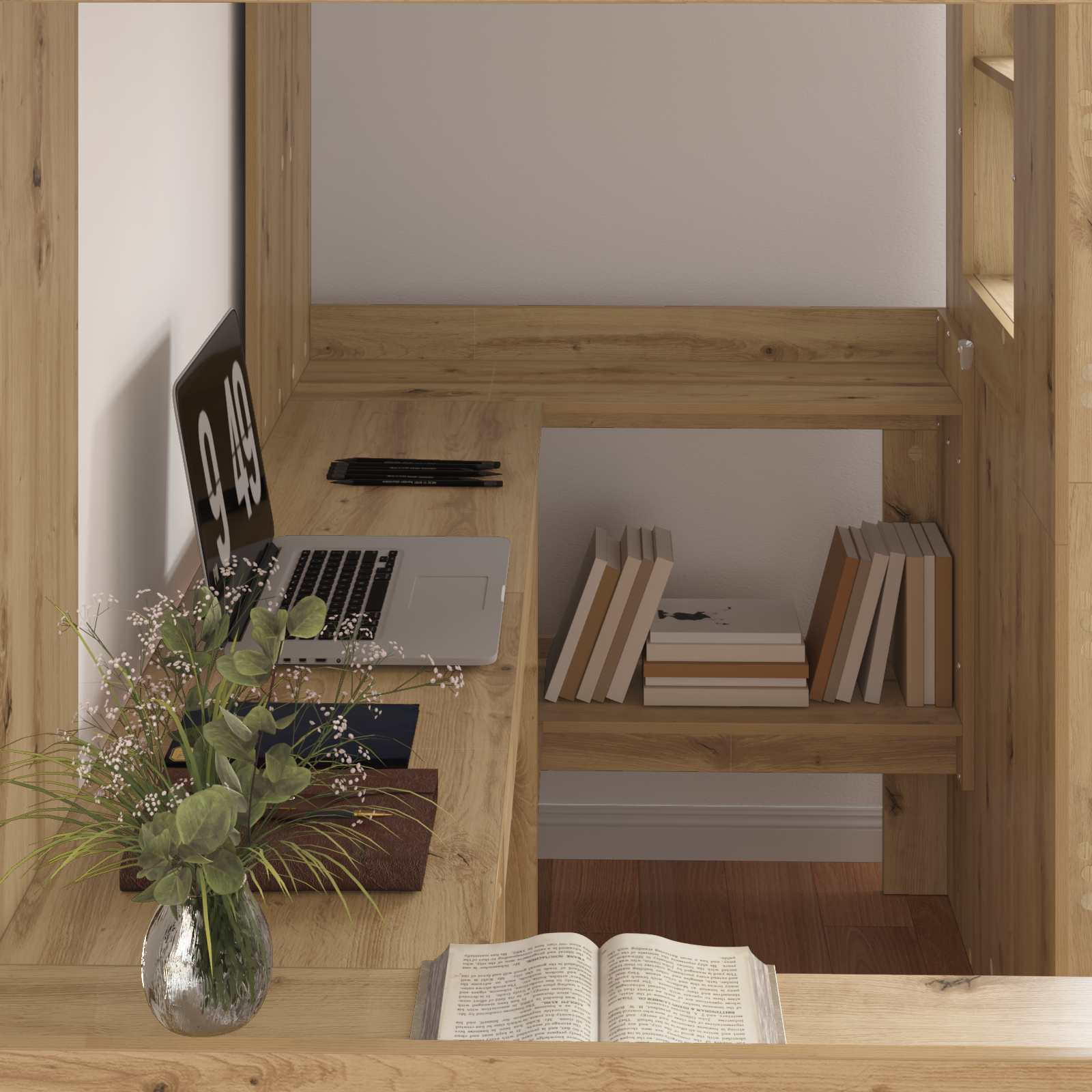 Etagenbettgestell mit Schreibtisch Artisan-Eiche 80 x 200 cm