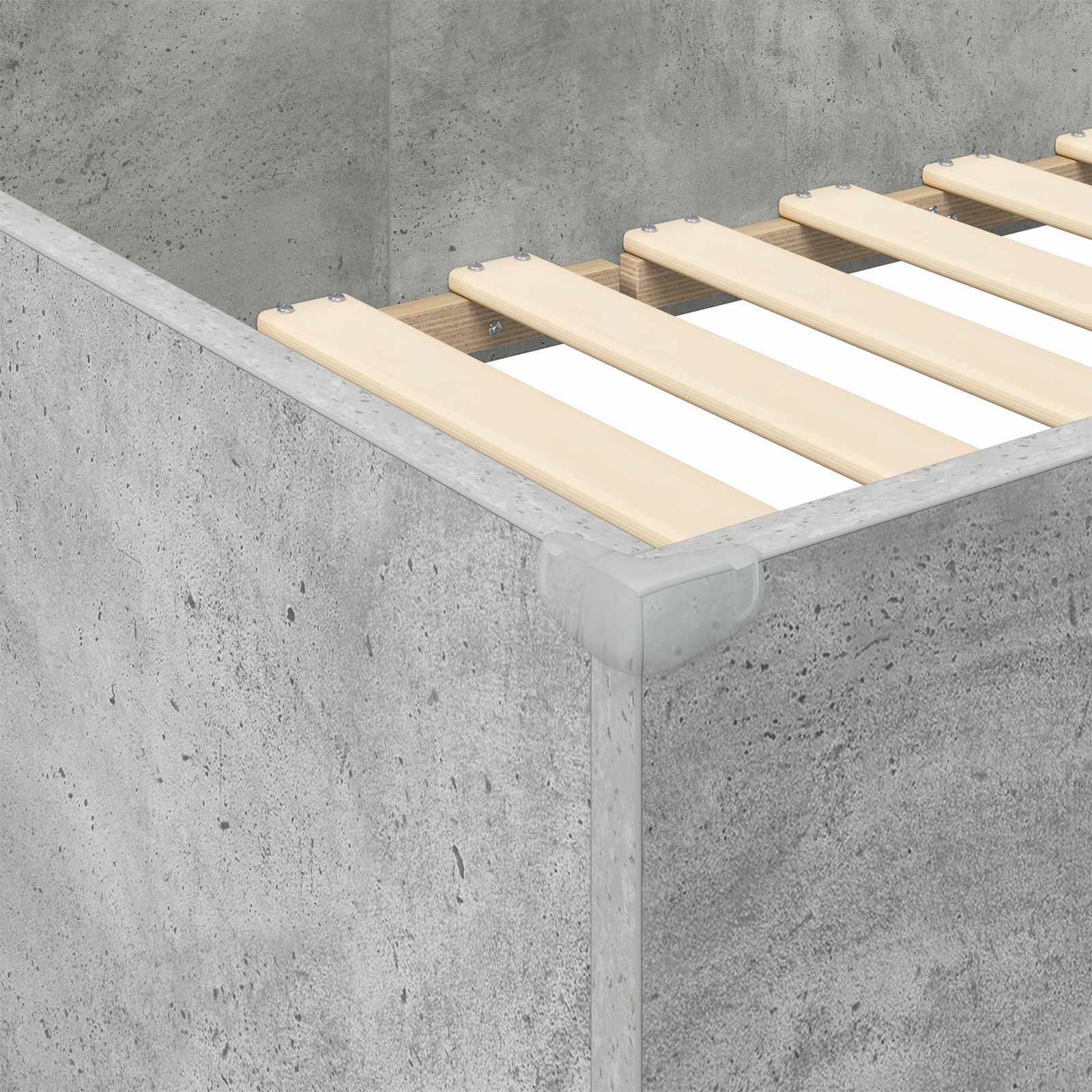 Etagenbettgestell mit Schreibtisch Beton Grau 90 x 200 cm