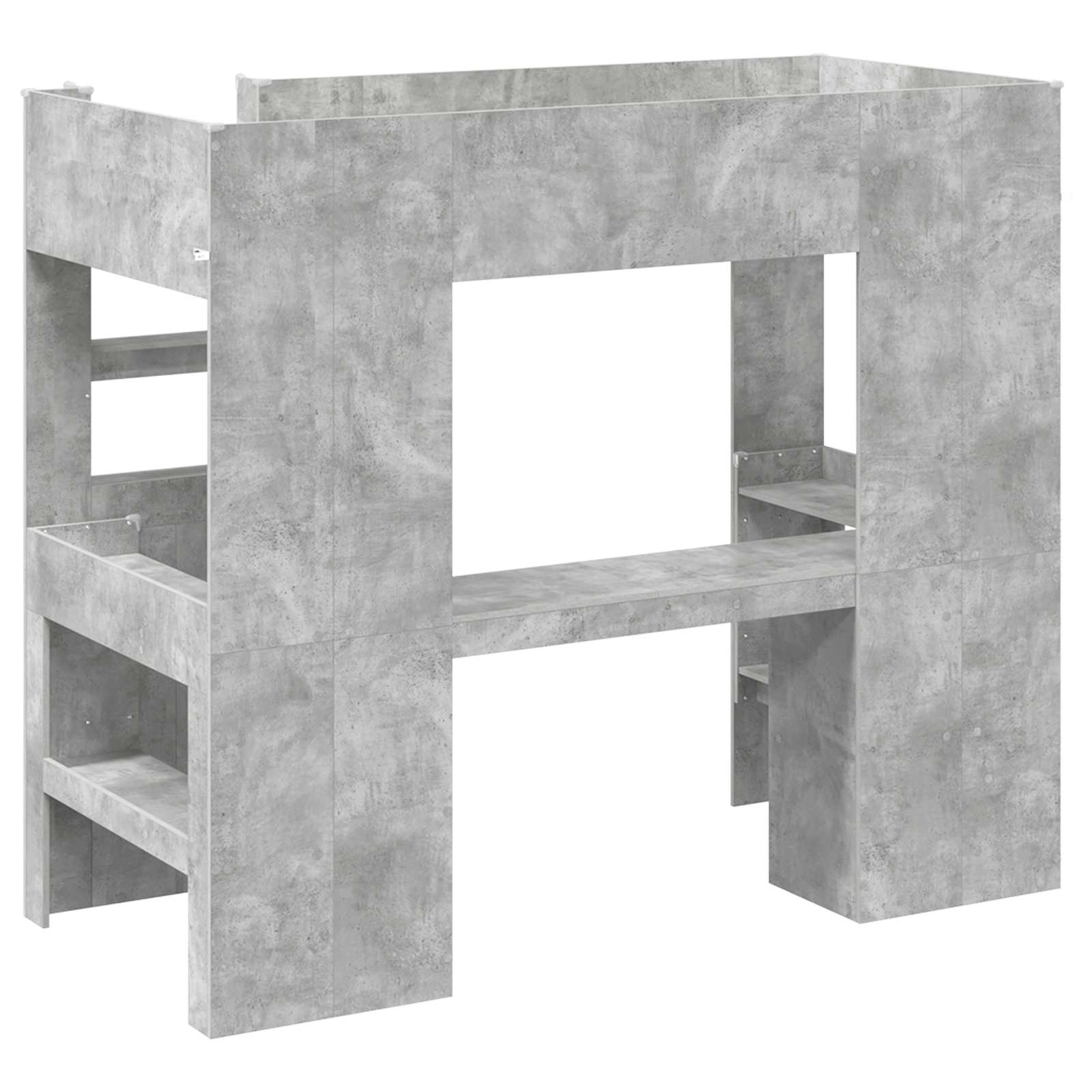 Etagenbettgestell mit Schreibtisch Beton Grau 90 x 200 cm