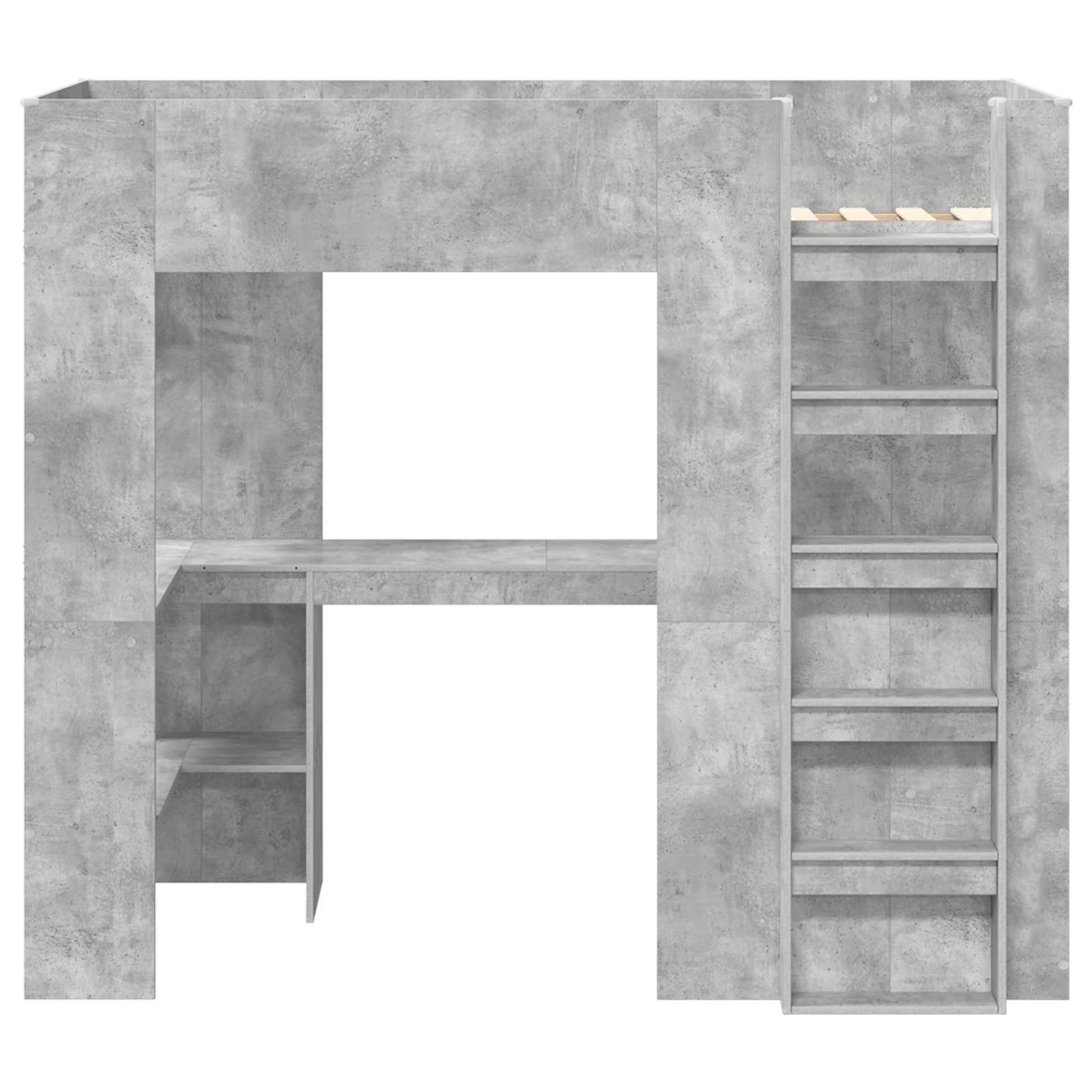 Etagenbettgestell mit Schreibtisch Beton Grau 90 x 200 cm