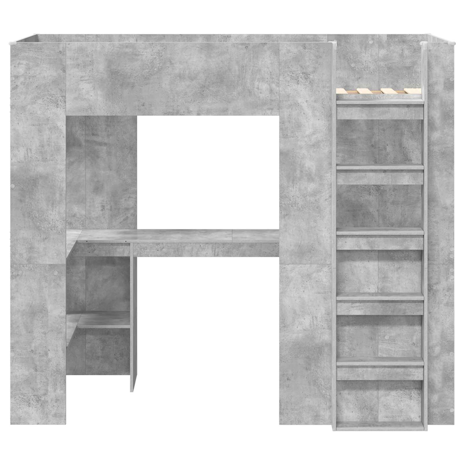 Etagenbettgestell mit Schreibtisch Beton Grau 90 x 200 cm