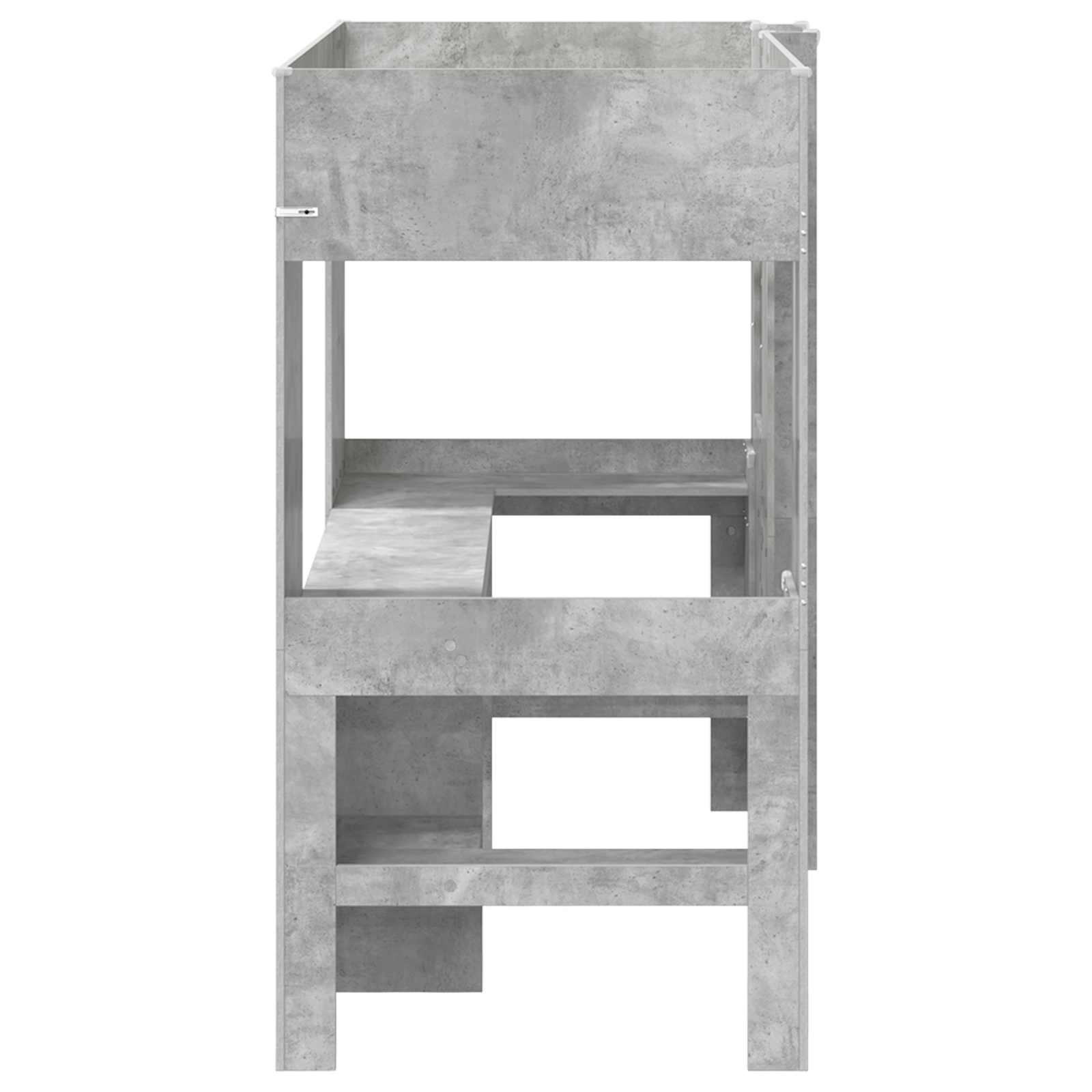 Etagenbettgestell mit Schreibtisch Beton Grau 90 x 200 cm