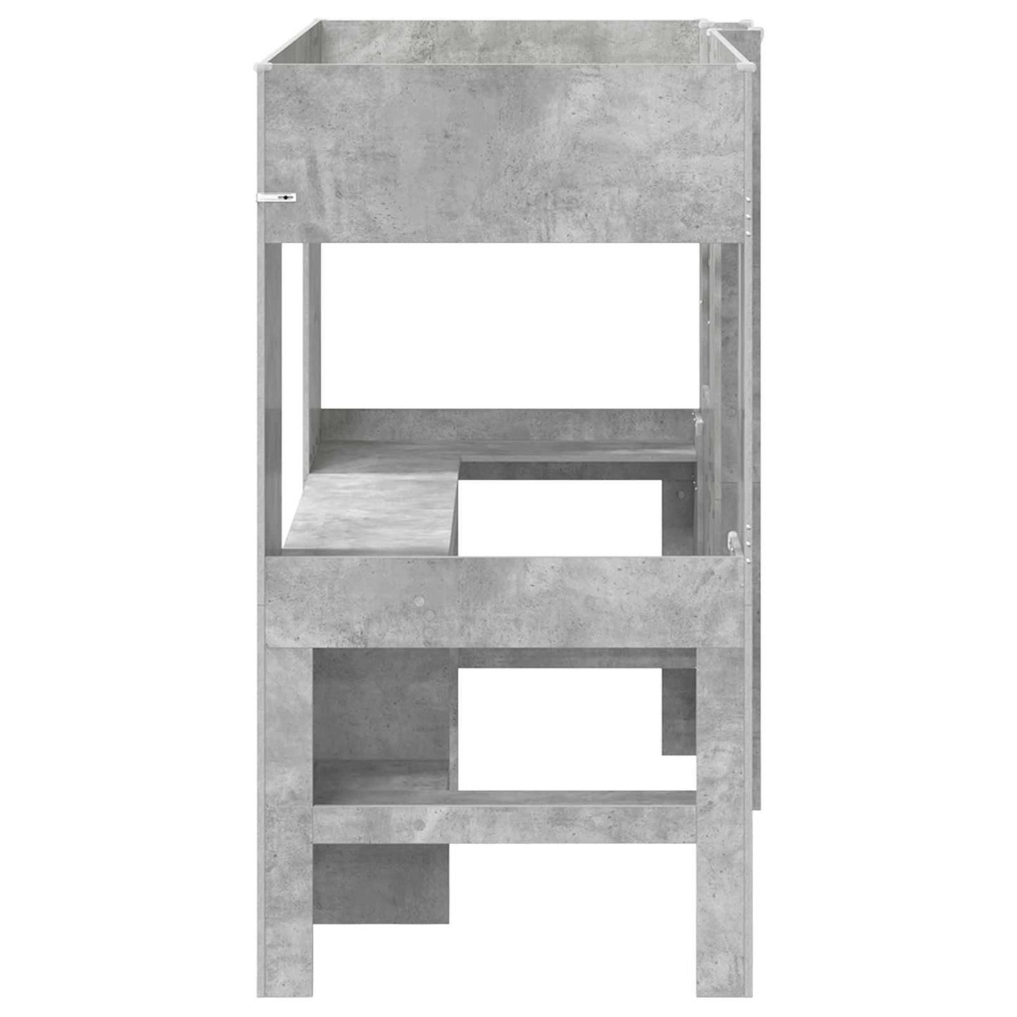 Etagenbettgestell mit Schreibtisch Beton Grau 90 x 200 cm