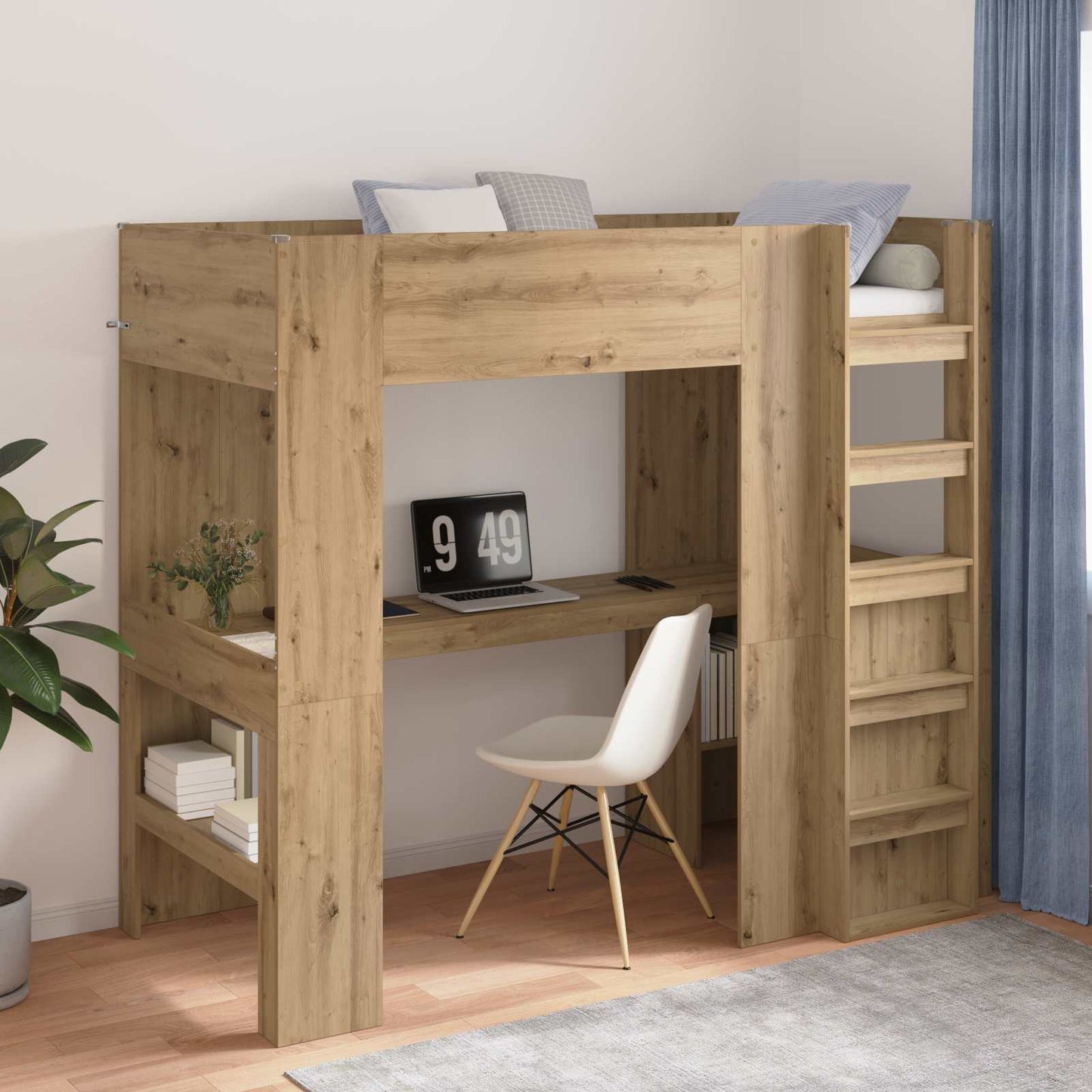 Etagenbettgestell mit Schreibtisch Artisan-Eiche 90 x 200 cm