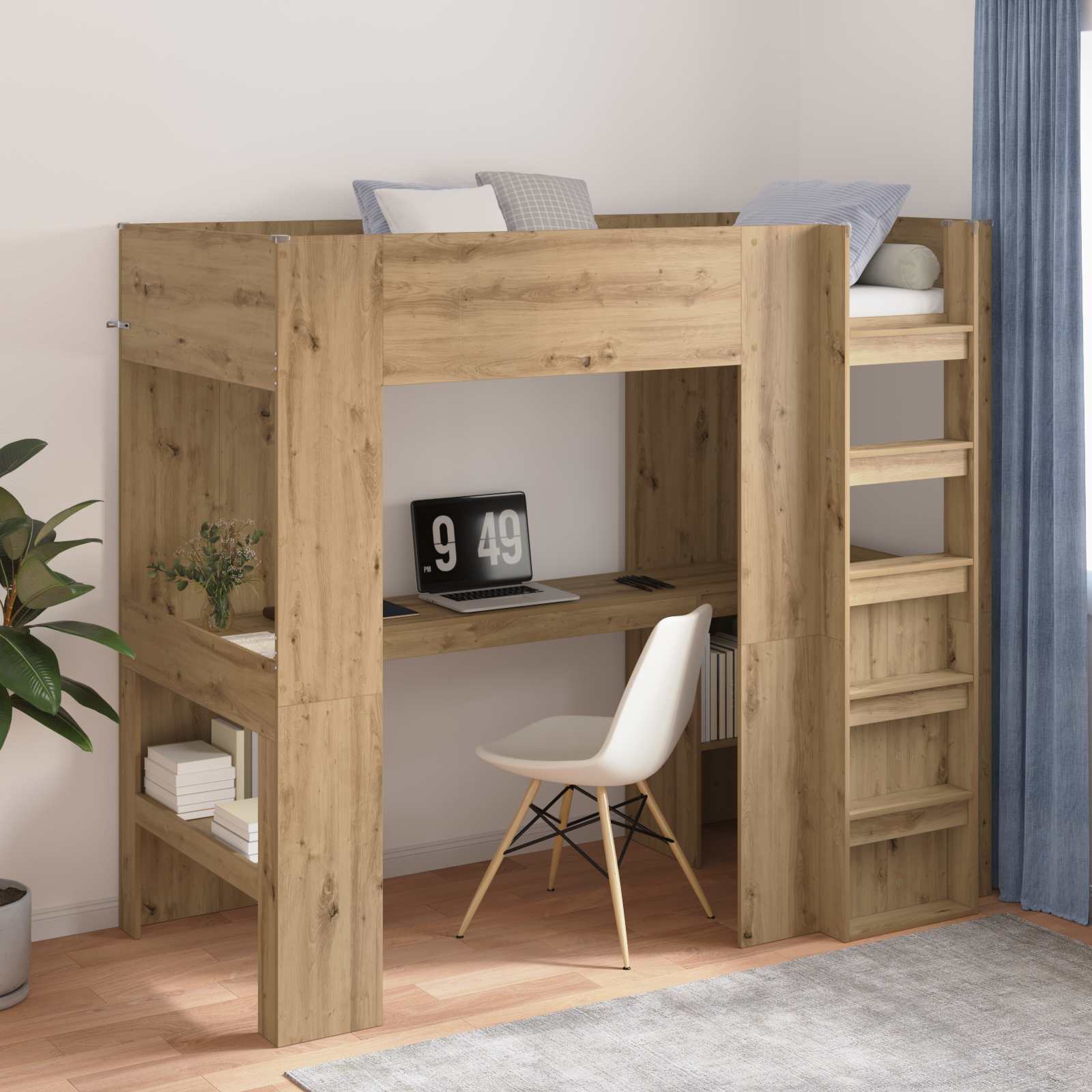 Etagenbettgestell mit Schreibtisch Artisan-Eiche 90 x 200 cm