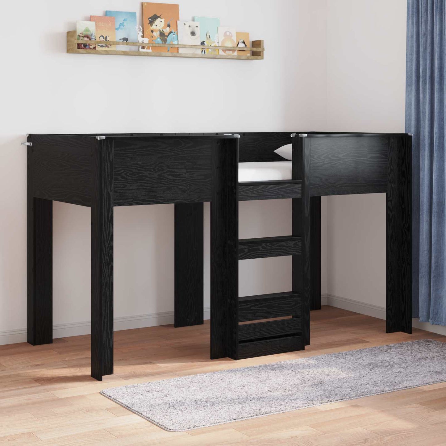 Etagenbett für Kinder Schwarz Eichen-Optik 75 x 190 cm