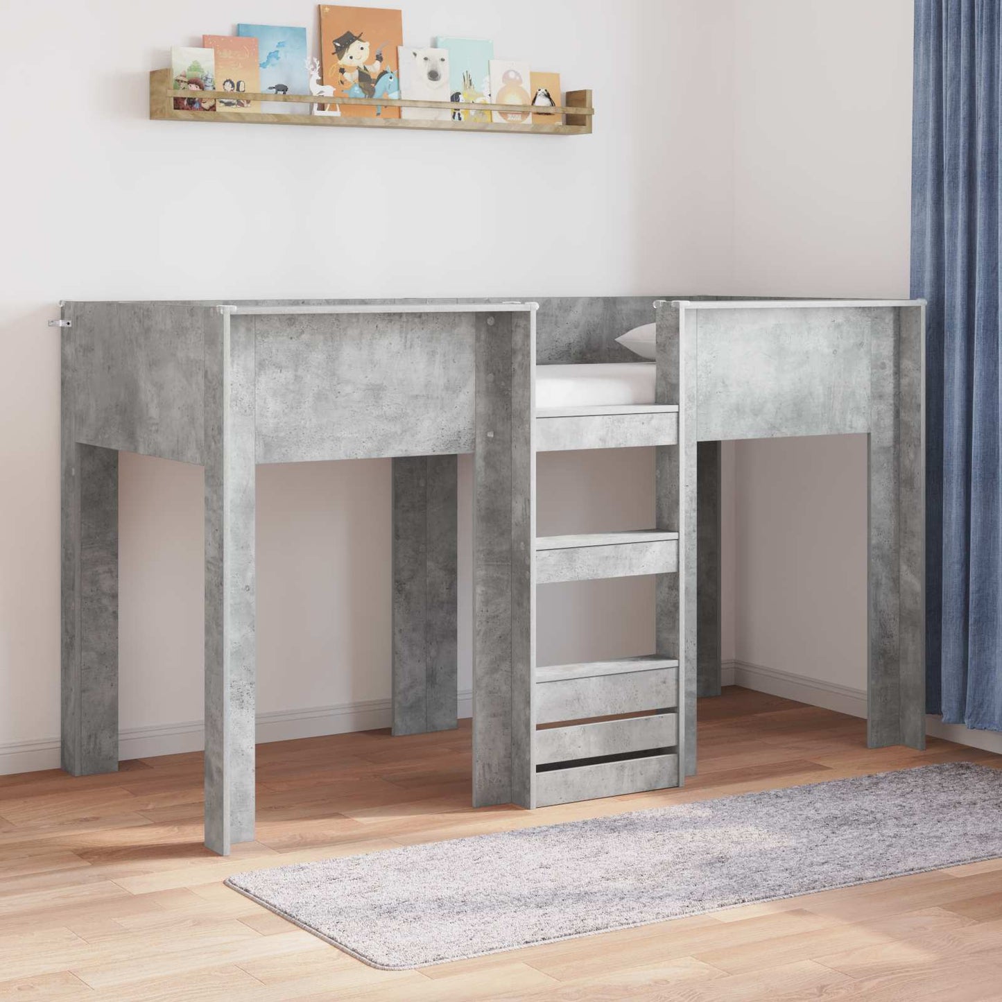 Etagenbett für Kinder Beton Grau 75 x 190 cm Holzwerkstoff