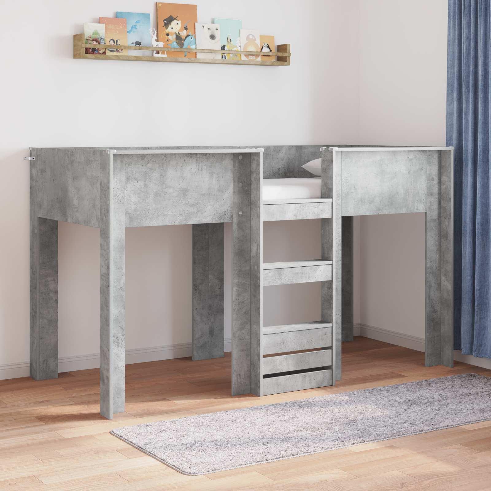 Etagenbett für Kinder Beton Grau 75 x 190 cm Holzwerkstoff