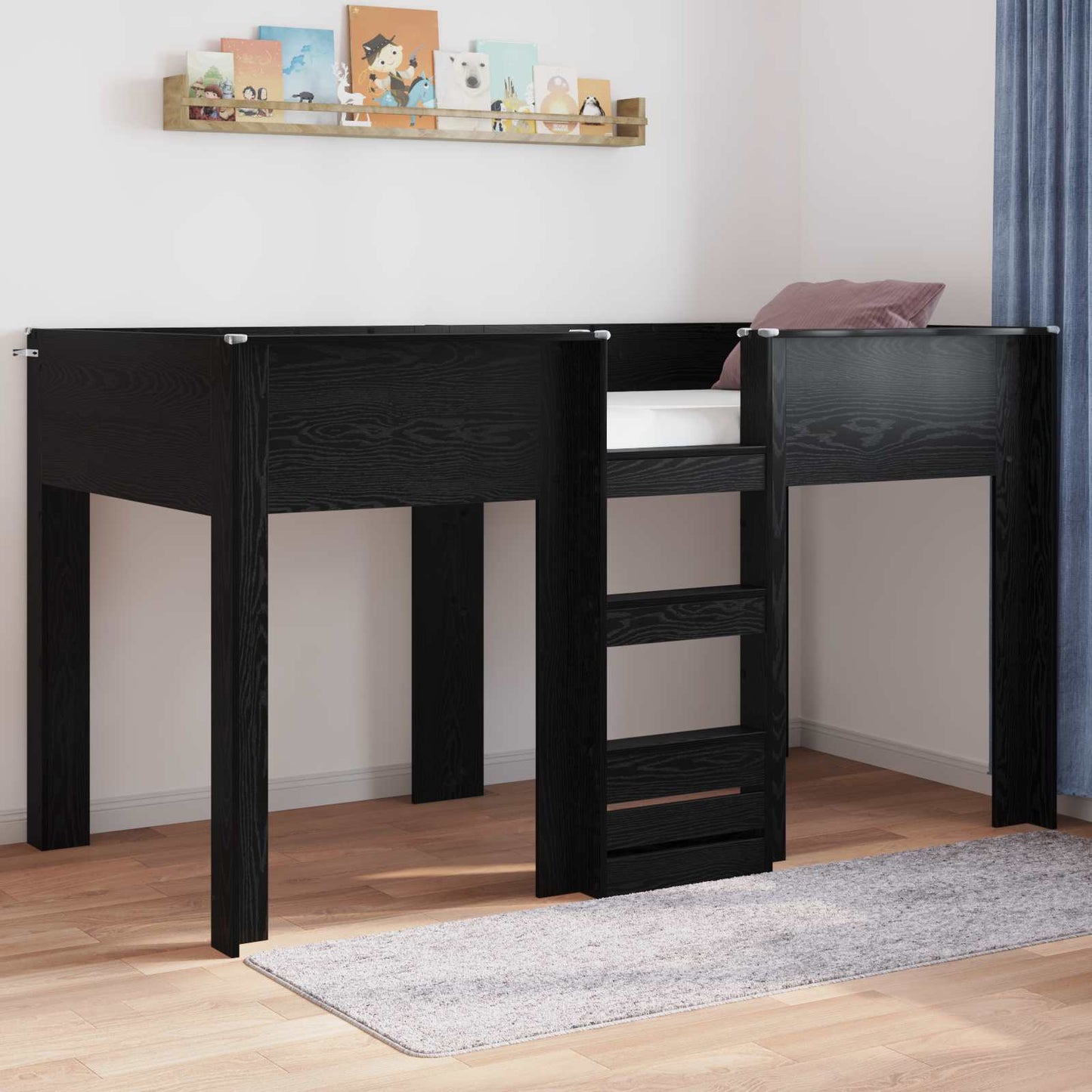 Etagenbett für Kinder Schwarz Eichen-Optik 80 x 200 cm
