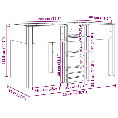 Etagenbett für Kinder Geräucherte Eiche 80 x 200 cm