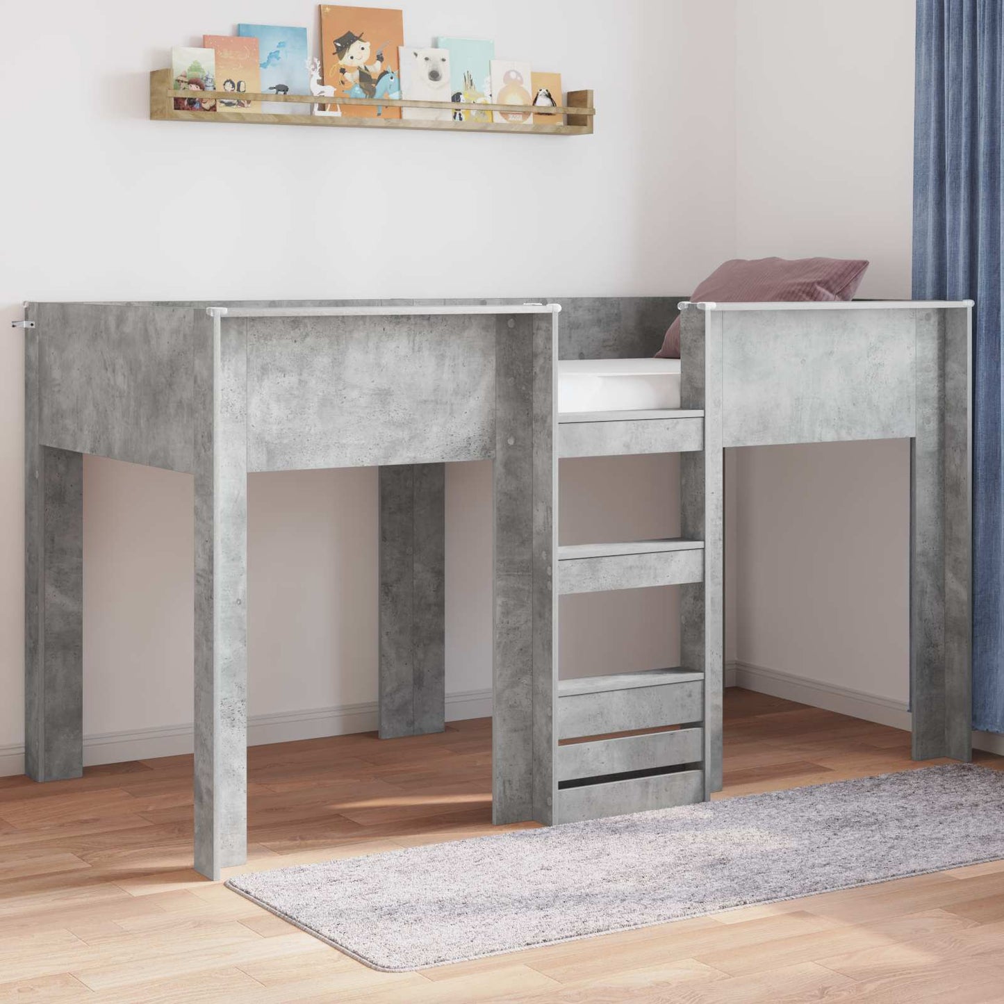Etagenbett für Kinder Beton Grau 90 x 200 cm Holzwerkstoff