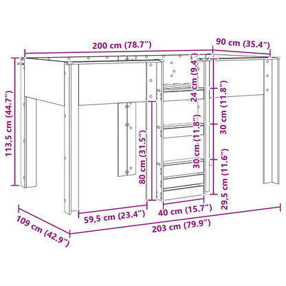 Etagenbett für Kinder Geräucherte Eiche 90 x 200 cm
