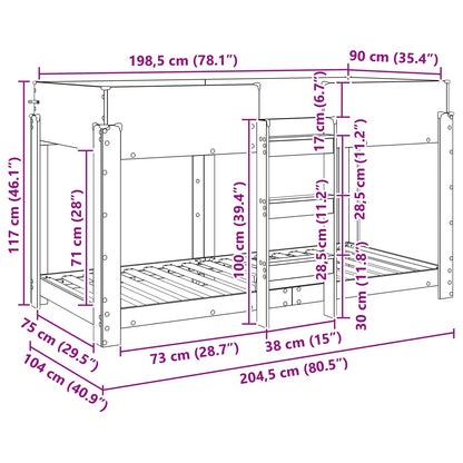 Etagenbett für Kinder Geräucherte Eiche 90 x 200 cm