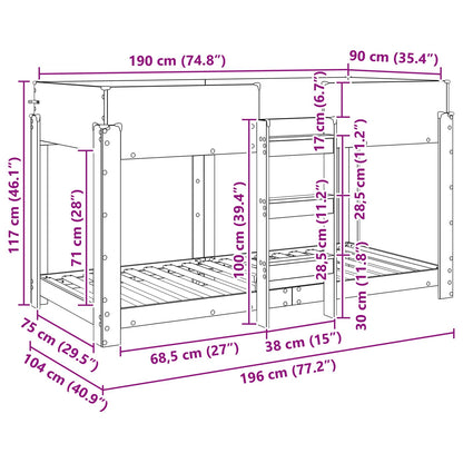 Etagenbett für Kinder Graues Sonoma 90 x 190 cm Holzwerkstoff