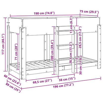 Etagenbett für Kinder Graues Sonoma 75 x 190 cm Holzwerkstoff