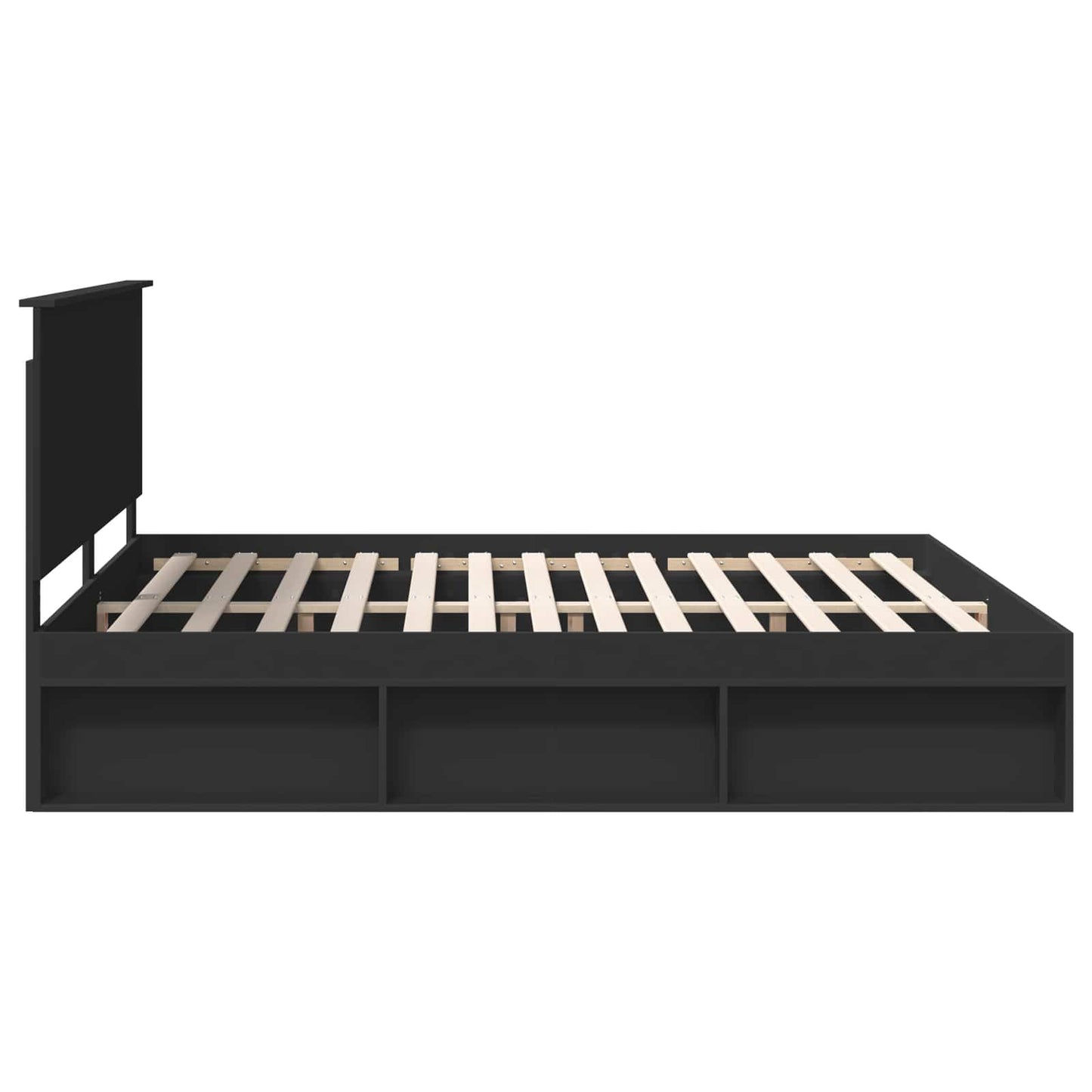 Bettrahmen Schwarz 200 x 200 cm Massives Kiefernholz