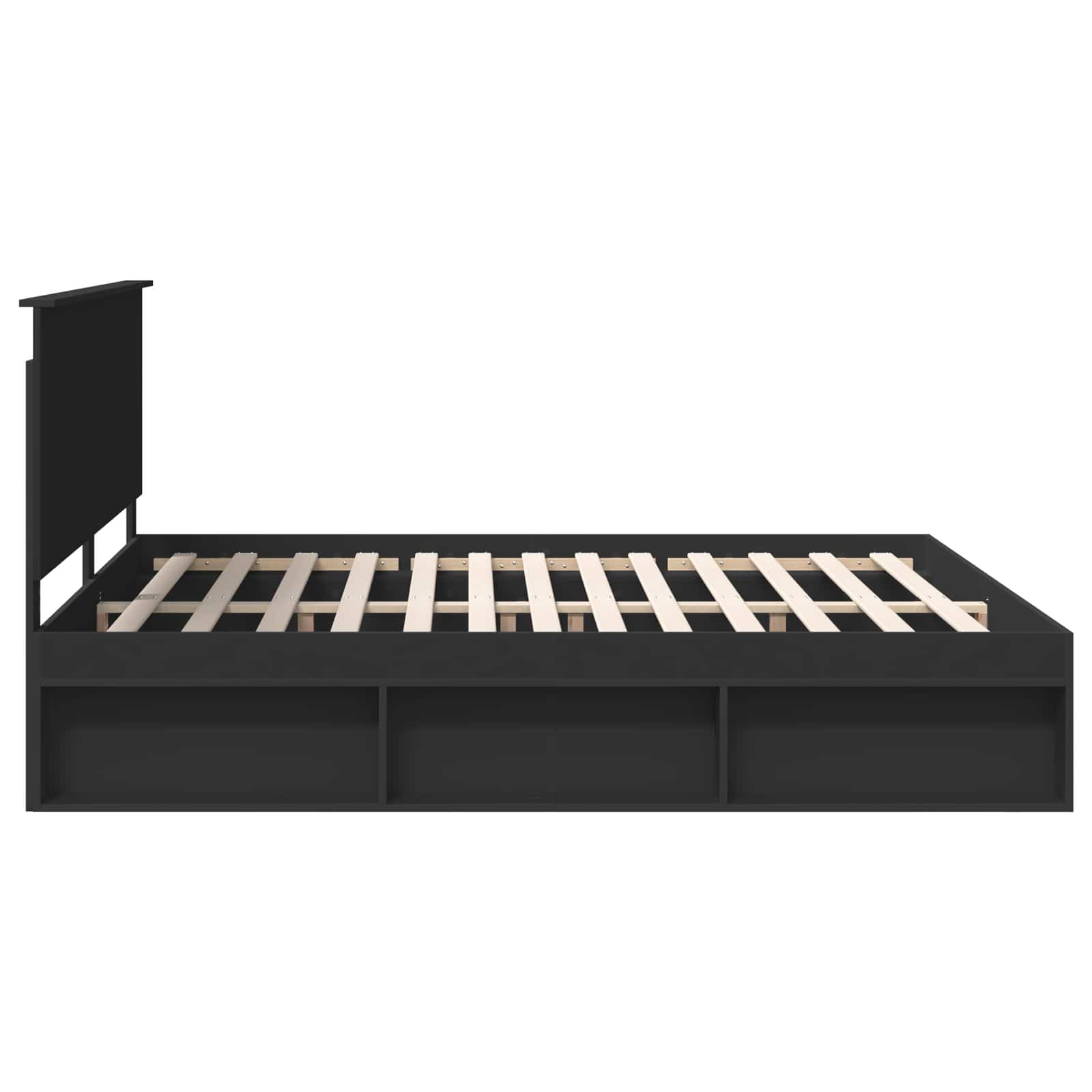 Bettrahmen Schwarz 200 x 200 cm Massives Kiefernholz