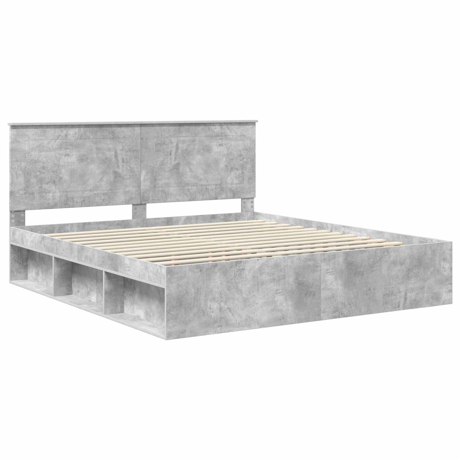 Bettrahmen mit Kopfteil Beton 180 x 200 cm Massives Kiefernholz