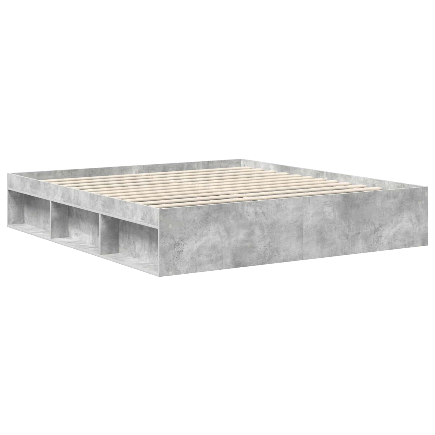 Bettrahmen mit Kopfteil Beton 180 x 200 cm Massives Kiefernholz