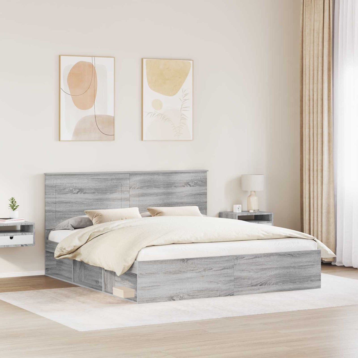 Bettrahmen Sonoma-Grau 180 x 200 cm Massives Kiefernholz