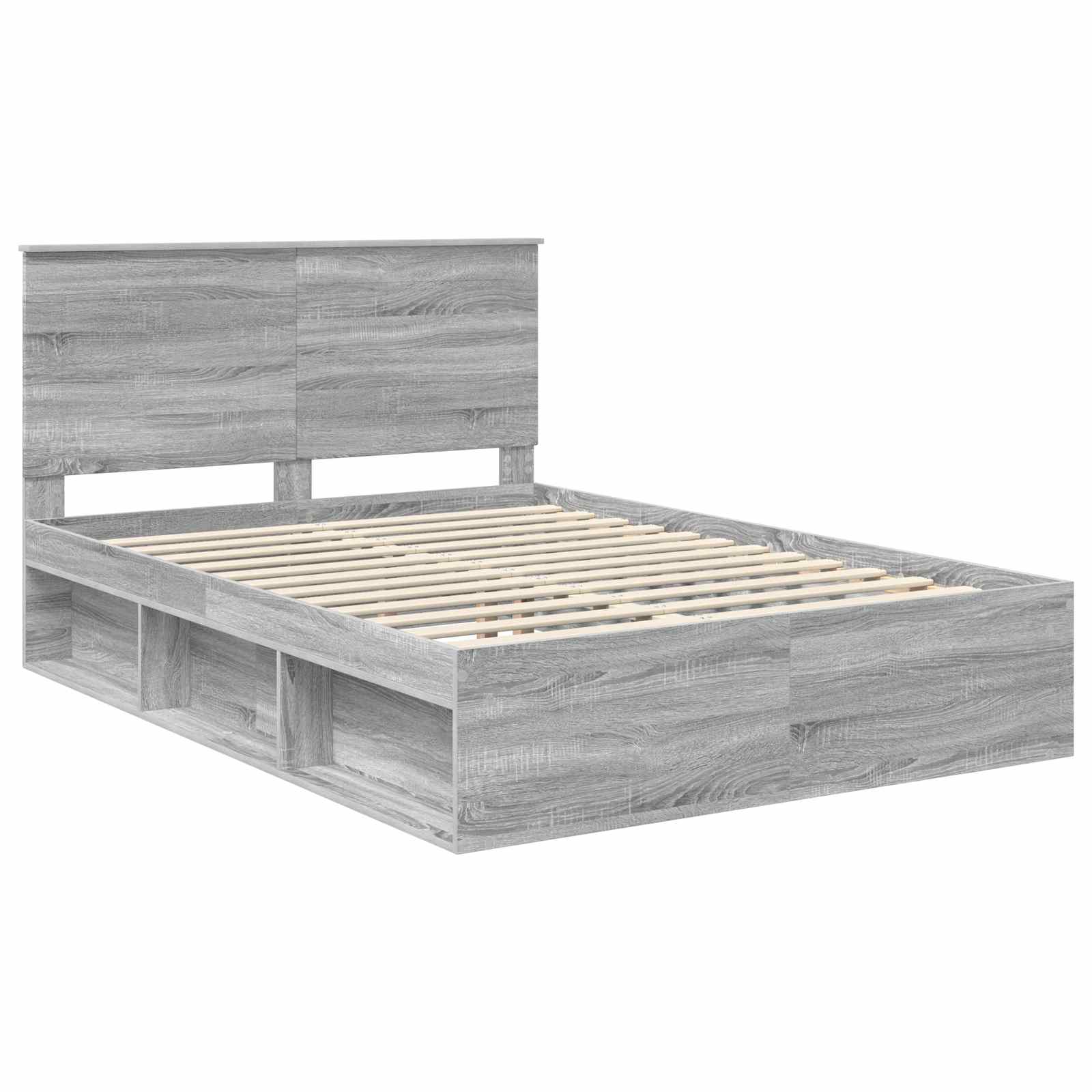 Bettrahmen Graues Sonoma 160 x 200 cm Massives Kiefernholz