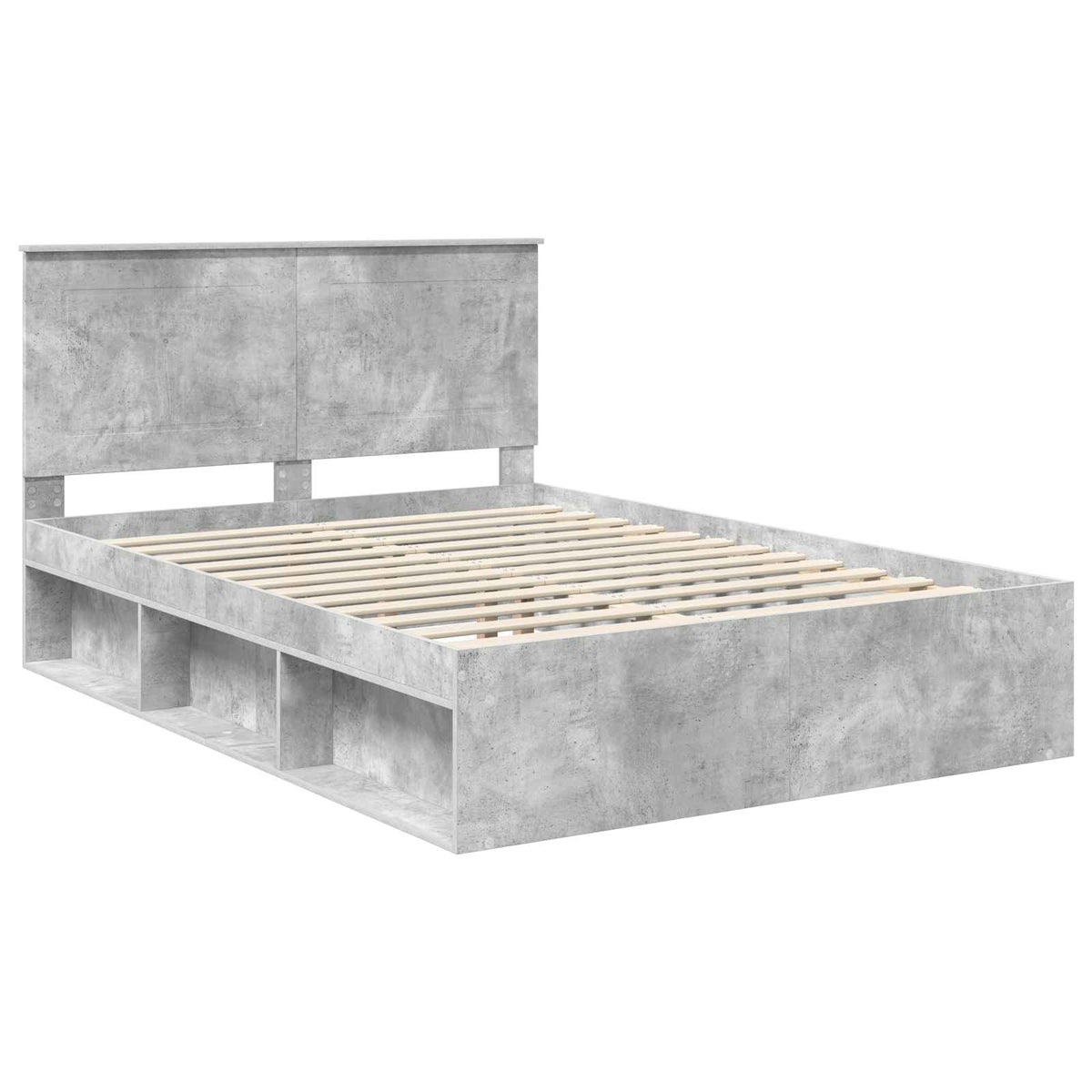 Bettrahmen Betongrau 140 x 190 cm Holzwerkstoff