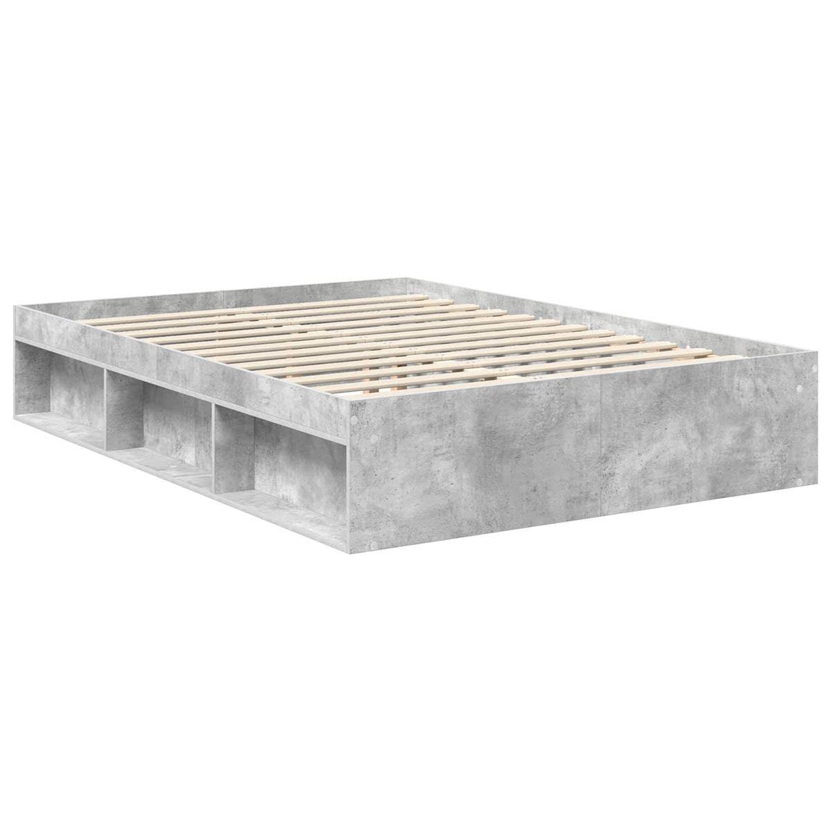 Bettrahmen Betongrau 140 x 190 cm Holzwerkstoff