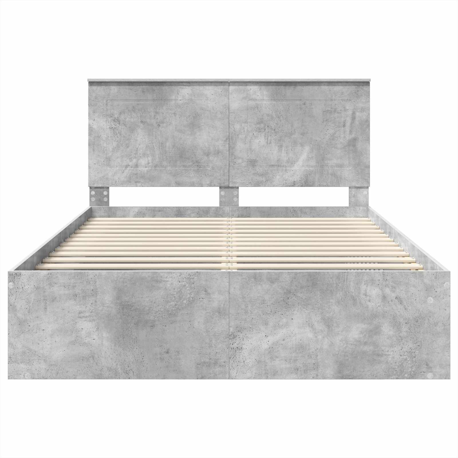 Bettrahmen mit Kopfteil Beton 140 x 190 cm Massives Kiefernholz