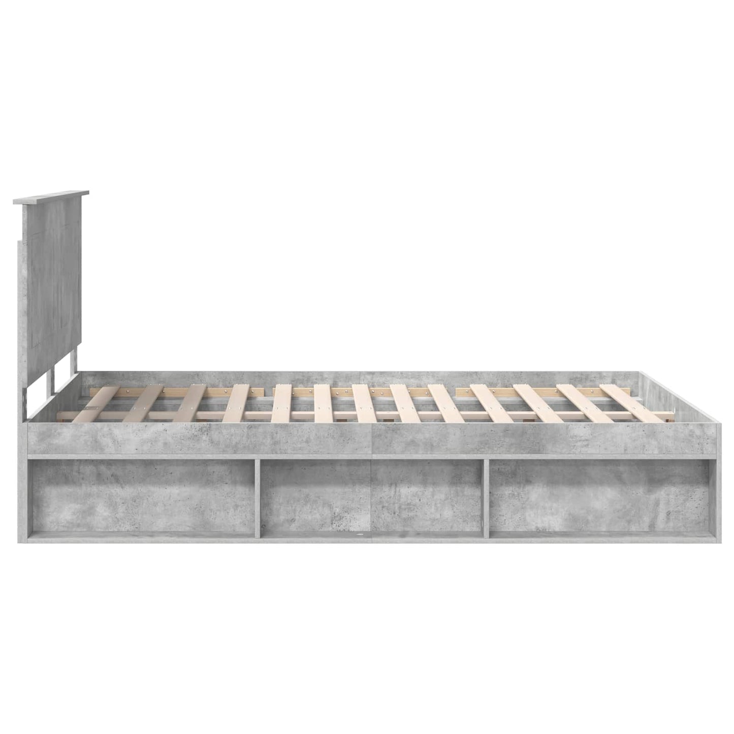 Bettrahmen mit Kopfteil Beton 140 x 190 cm Massives Kiefernholz
