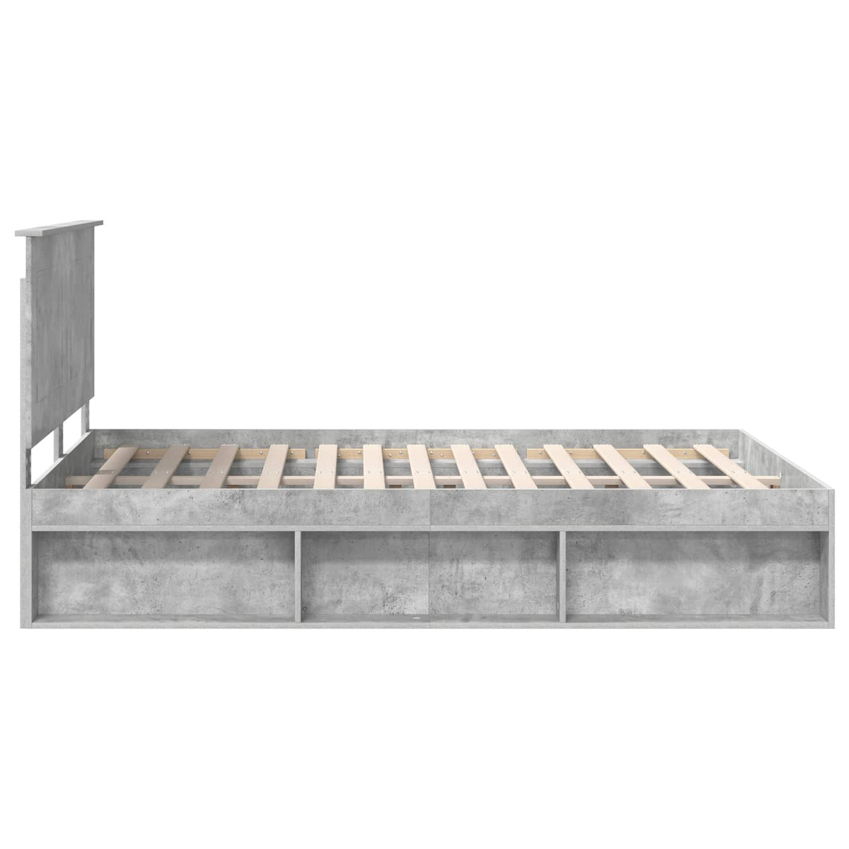 Bettrahmen Betongrau 140 x 190 cm Holzwerkstoff