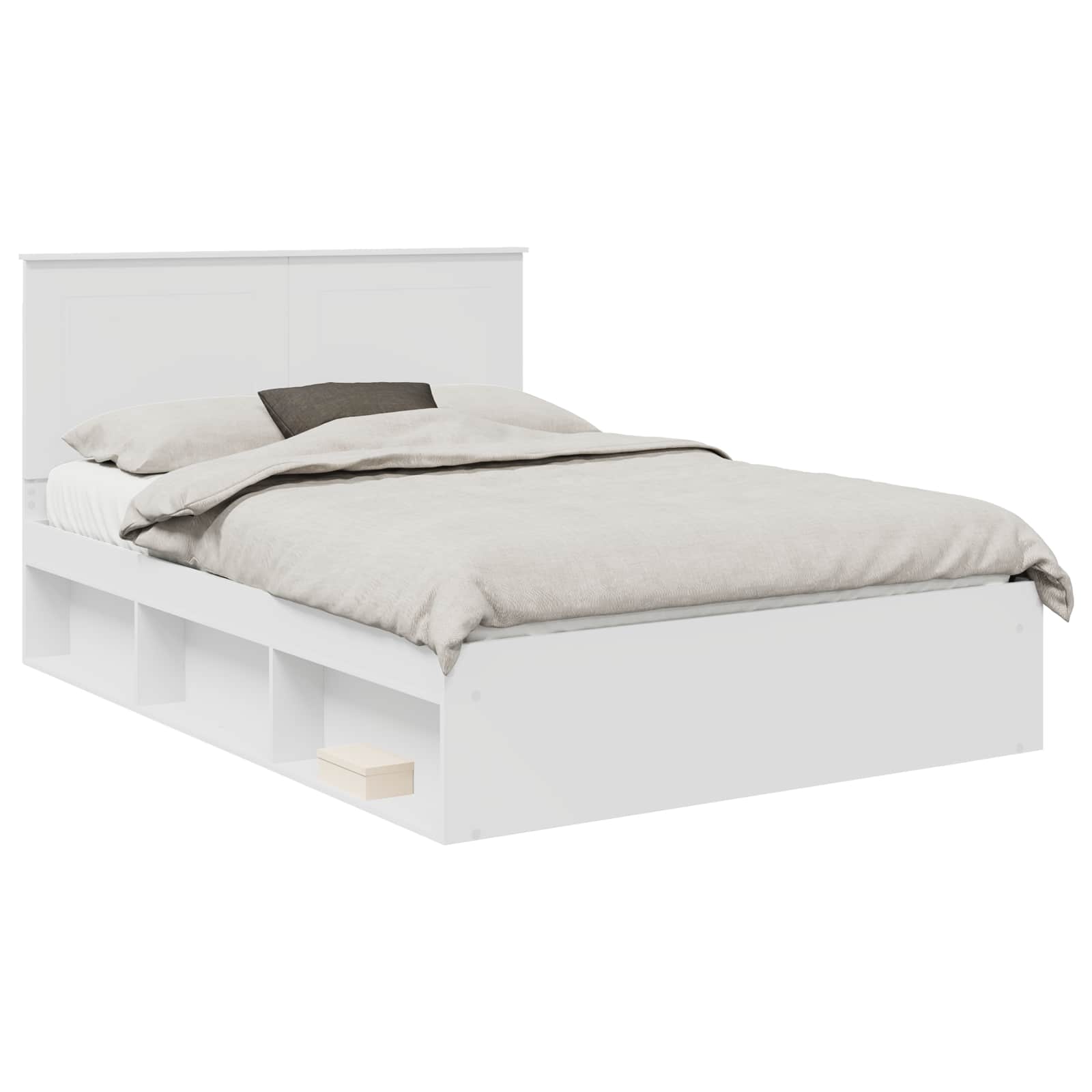 Bettrahmen mit Kopfteil Weiß 140 x 200 cm Massives Kiefernholz