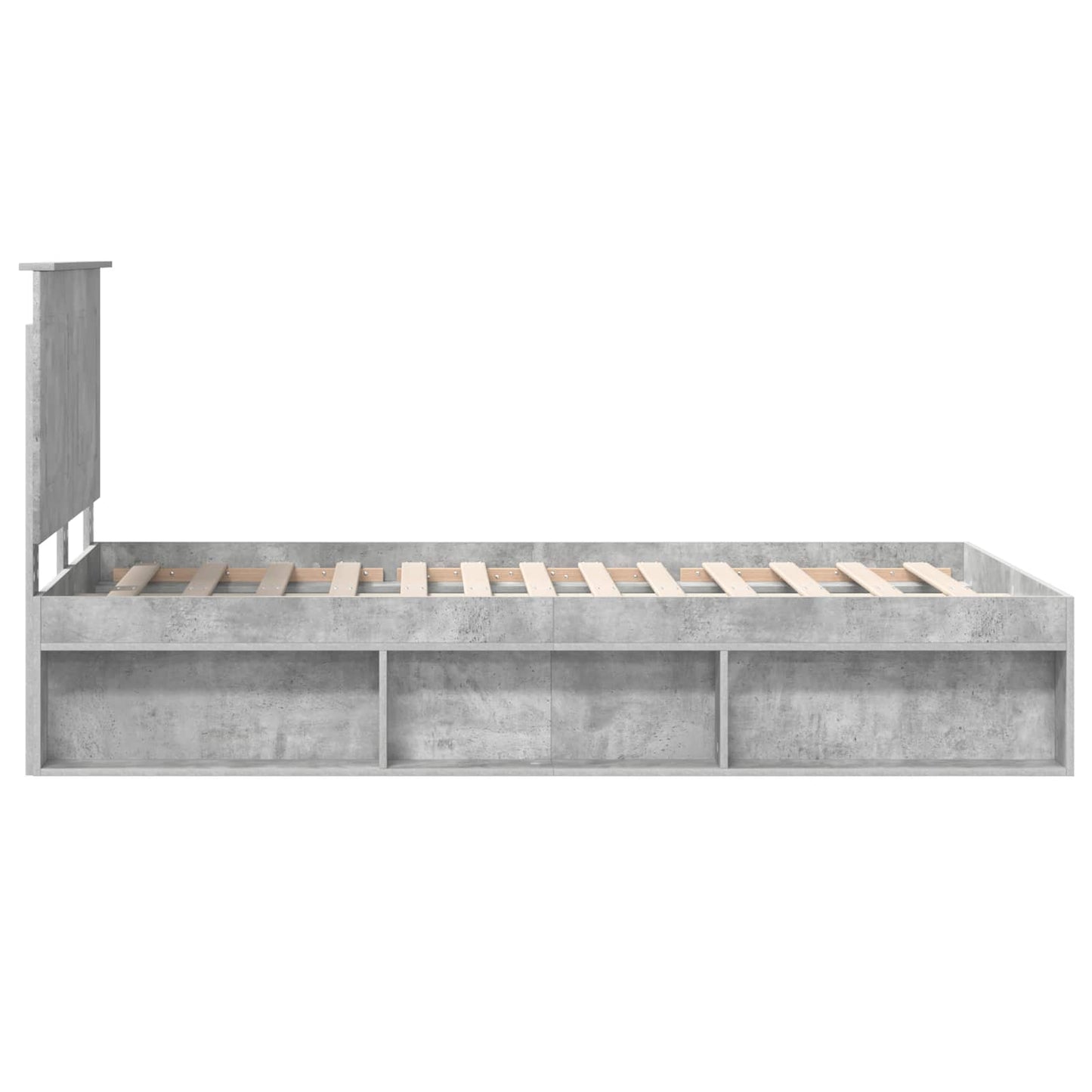 Bettrahmen mit Kopfteil Beton 120 x 190 cm Massives Kiefernholz
