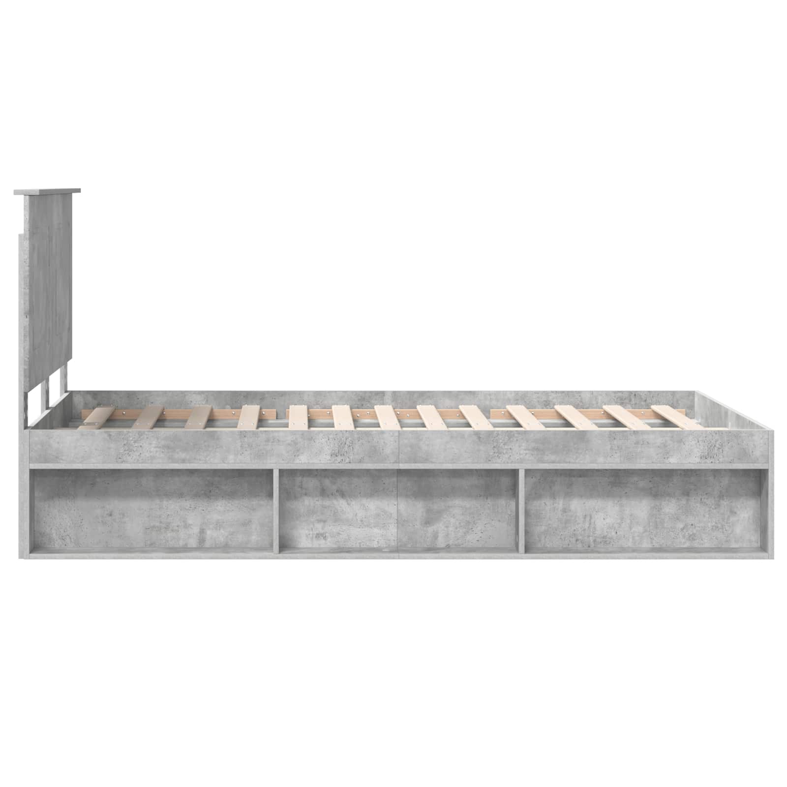 Bettrahmen mit Kopfteil Beton 120 x 190 cm Massives Kiefernholz