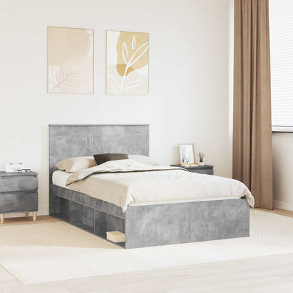 Bettrahmen mit Kopfteil Beton 120 x 200 cm Massives Kiefernholz