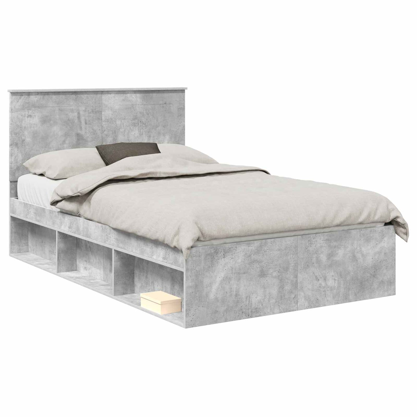 Bettrahmen mit Kopfteil Beton 120 x 200 cm Massives Kiefernholz