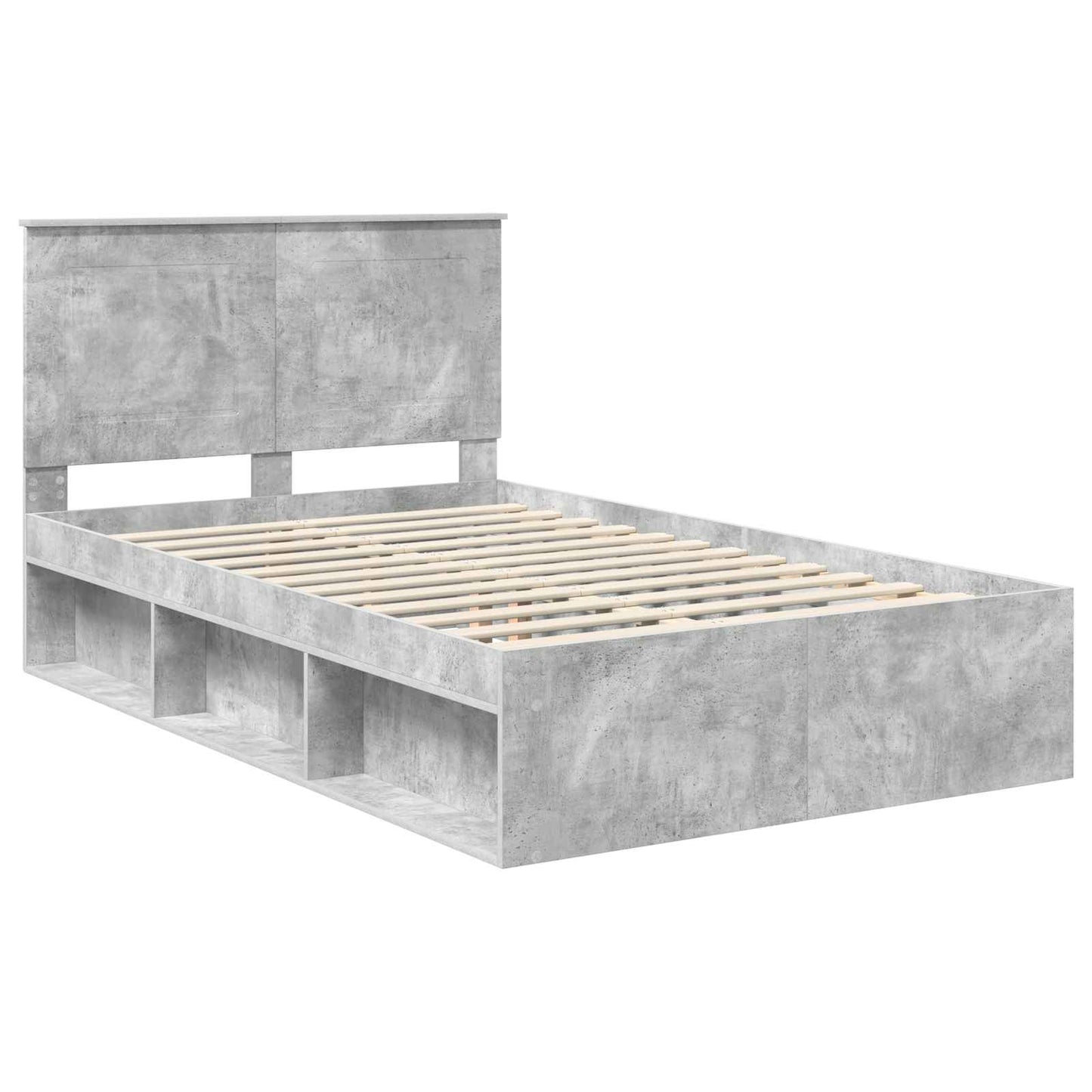 Bettrahmen mit Kopfteil Beton 120 x 200 cm Massives Kiefernholz