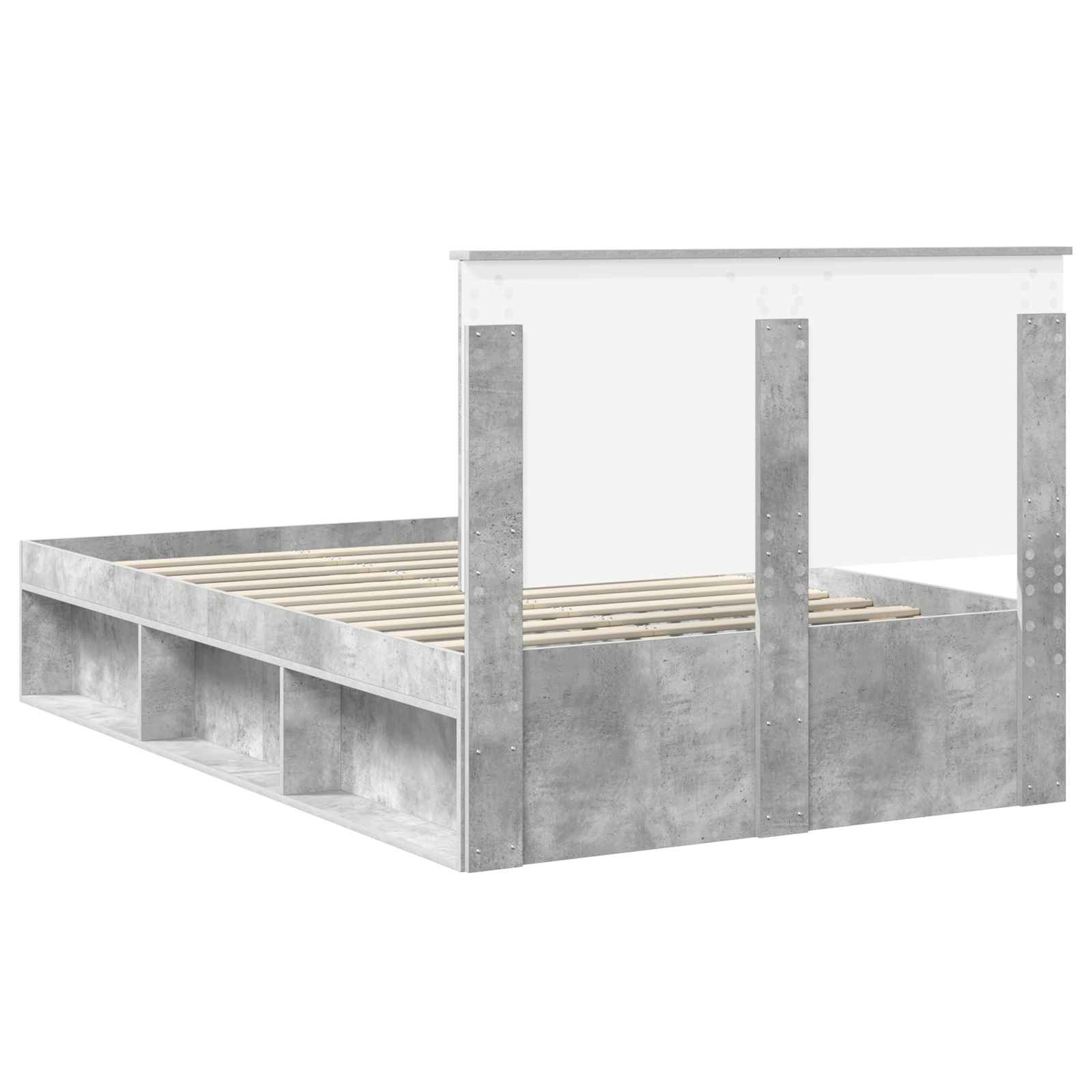Bettrahmen mit Kopfteil Beton 120 x 200 cm Massives Kiefernholz
