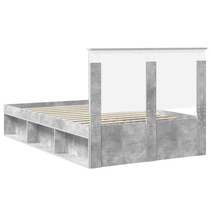 Bettrahmen mit Kopfteil Beton 120 x 200 cm Massives Kiefernholz