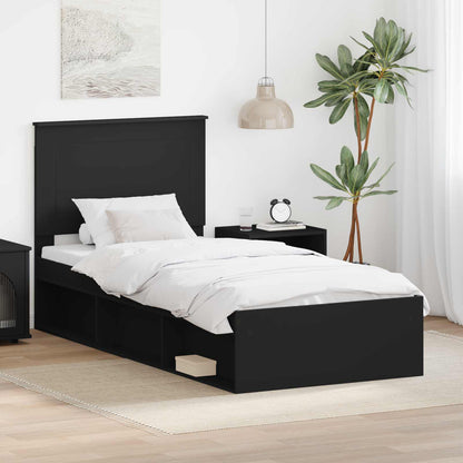 Bettrahmen Schwarz 100 x 200 cm Massives Kiefernholz