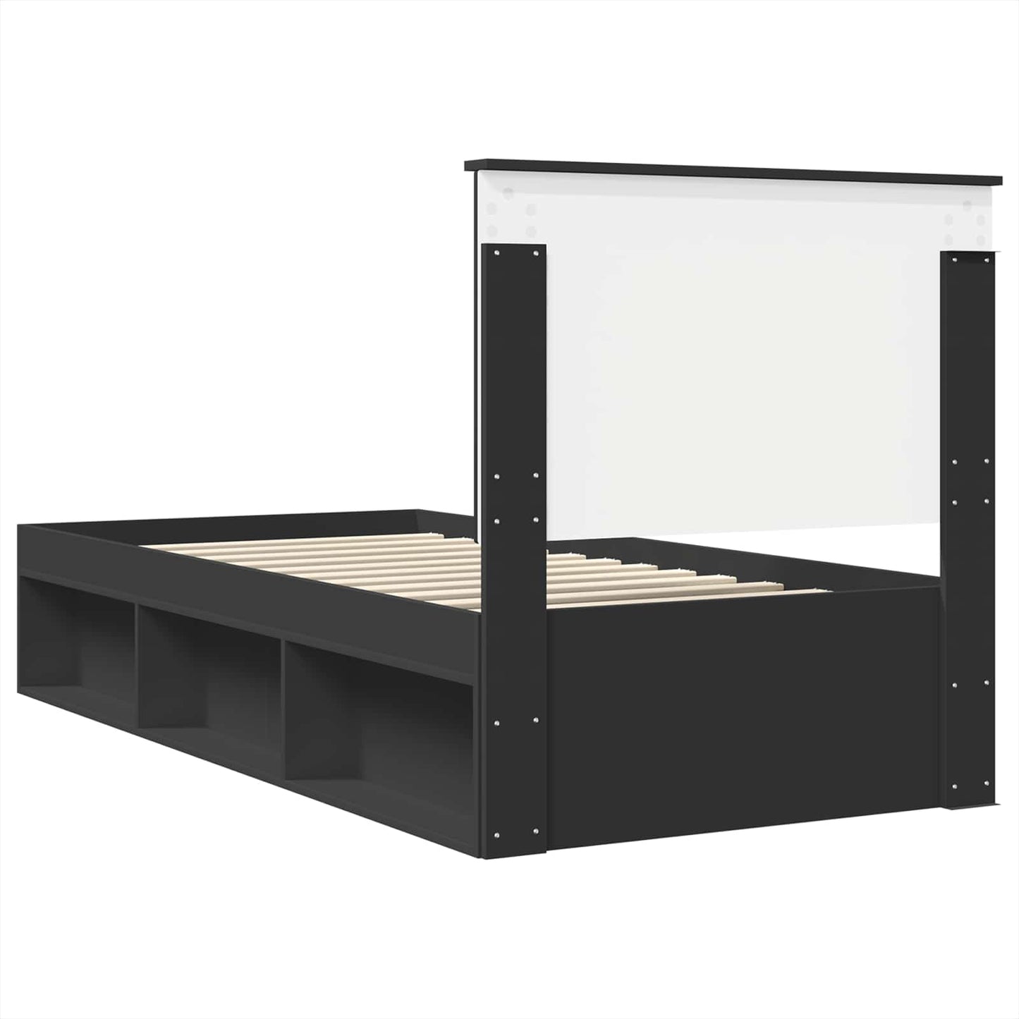 Bettrahmen Schwarz 90 x 190 cm Massives Kiefernholz